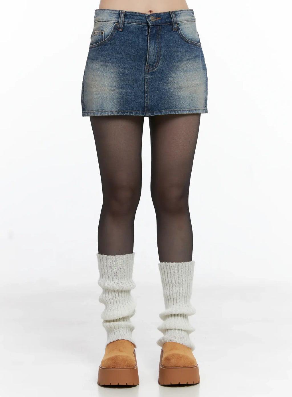 Washed Denim Pocket Mini Skirt CS510