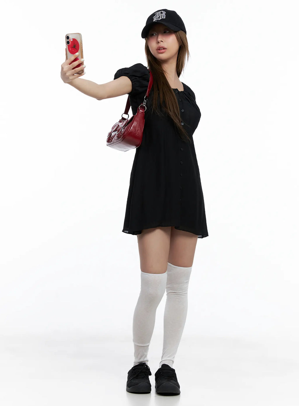 Shirred Puff-Sleeve Mini Dress CL510