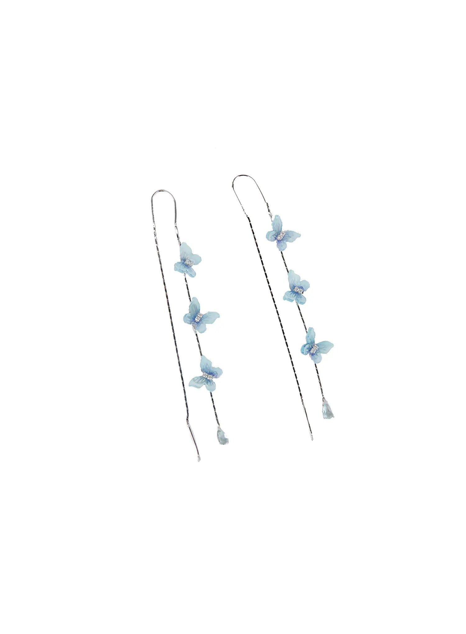 Blue Butterfly Drop Threader Earrings CC0608