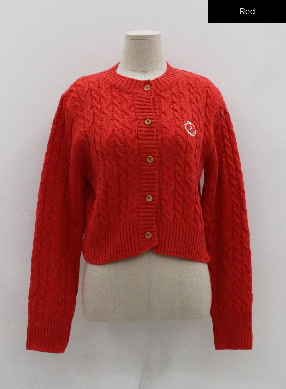 Button Embroidery Crop Knit Cardigan CO06