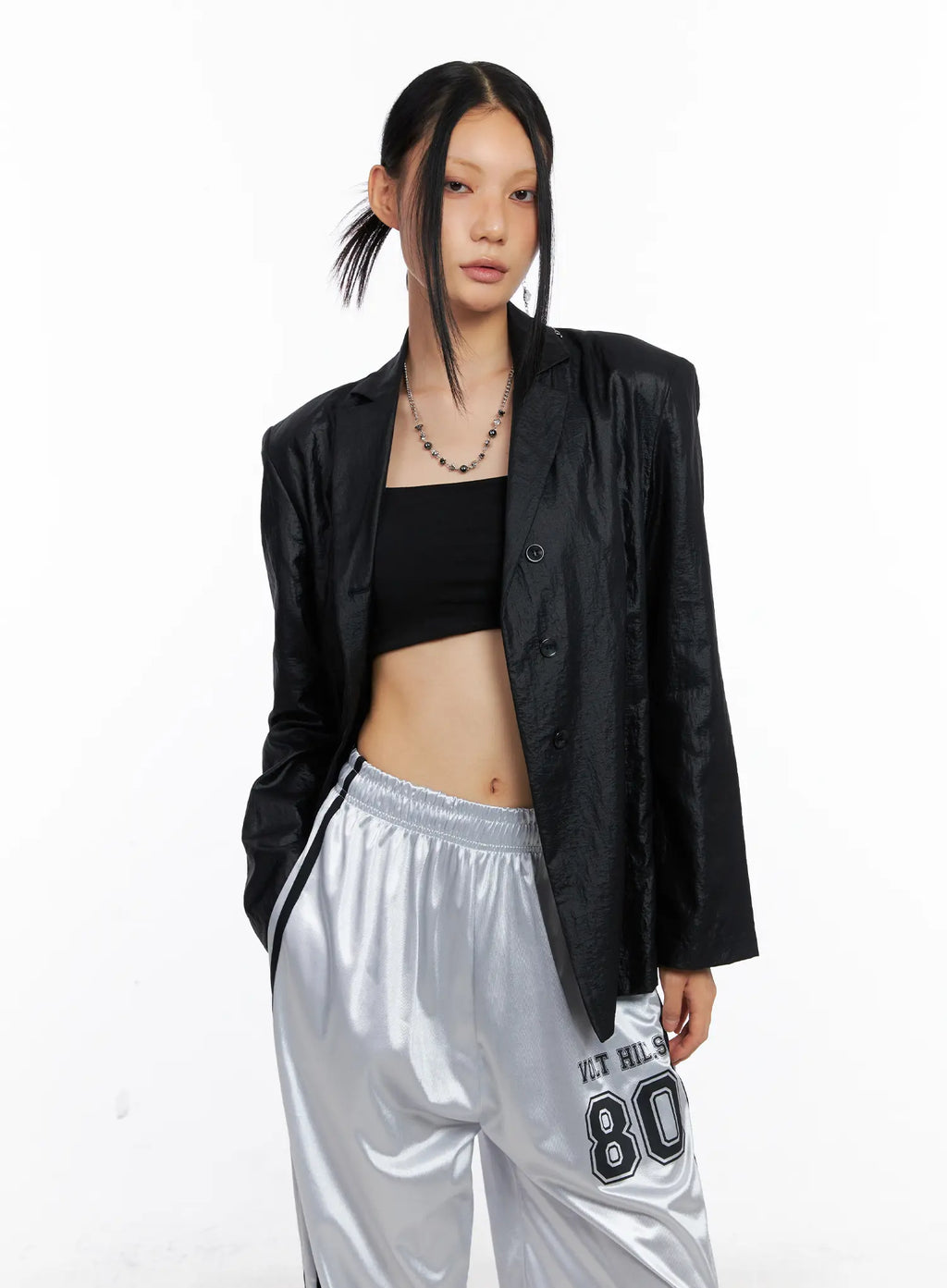 Black Nylon Slim Fit Jacket CS511