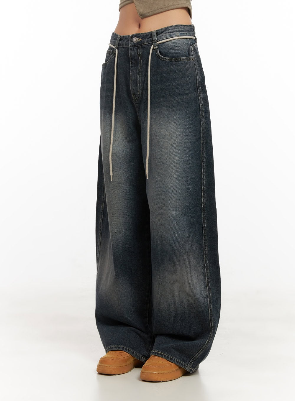 Vivian Washed Cotton Baggy Jeans CD409