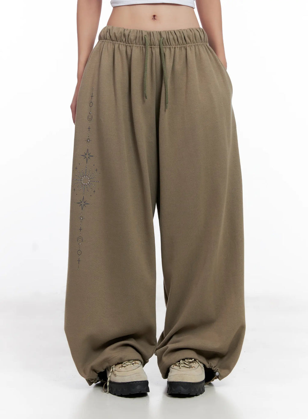 Embellished Wide-Leg Sweatpants CL518