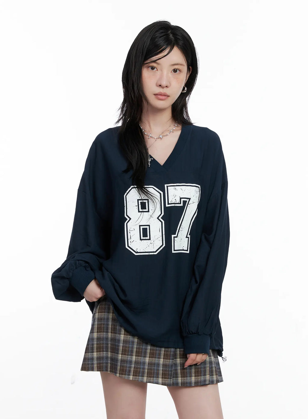 87 Oversized V-Neck Pullover Top CS526