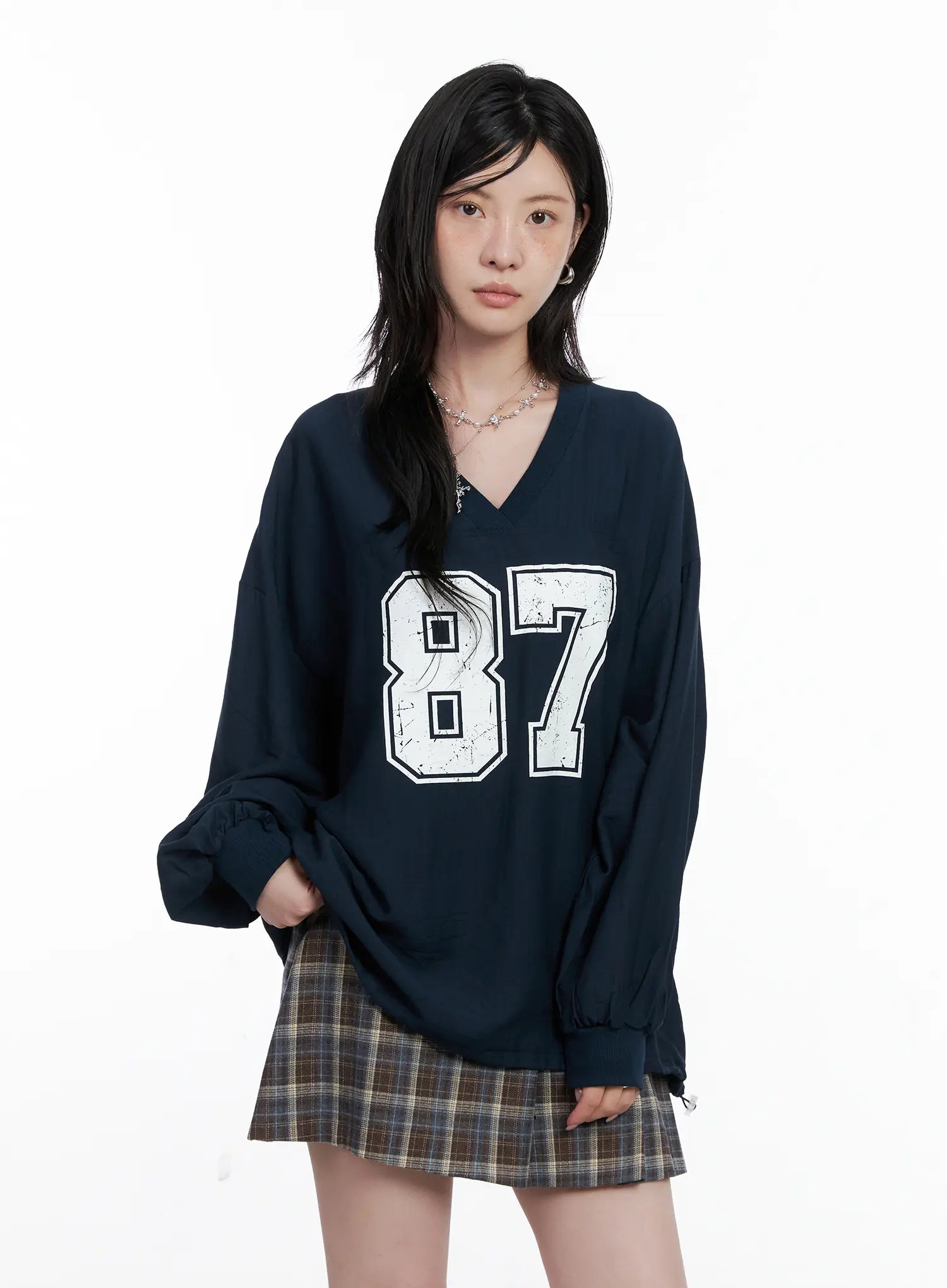 87 Oversized V-Neck Pullover Top CS526