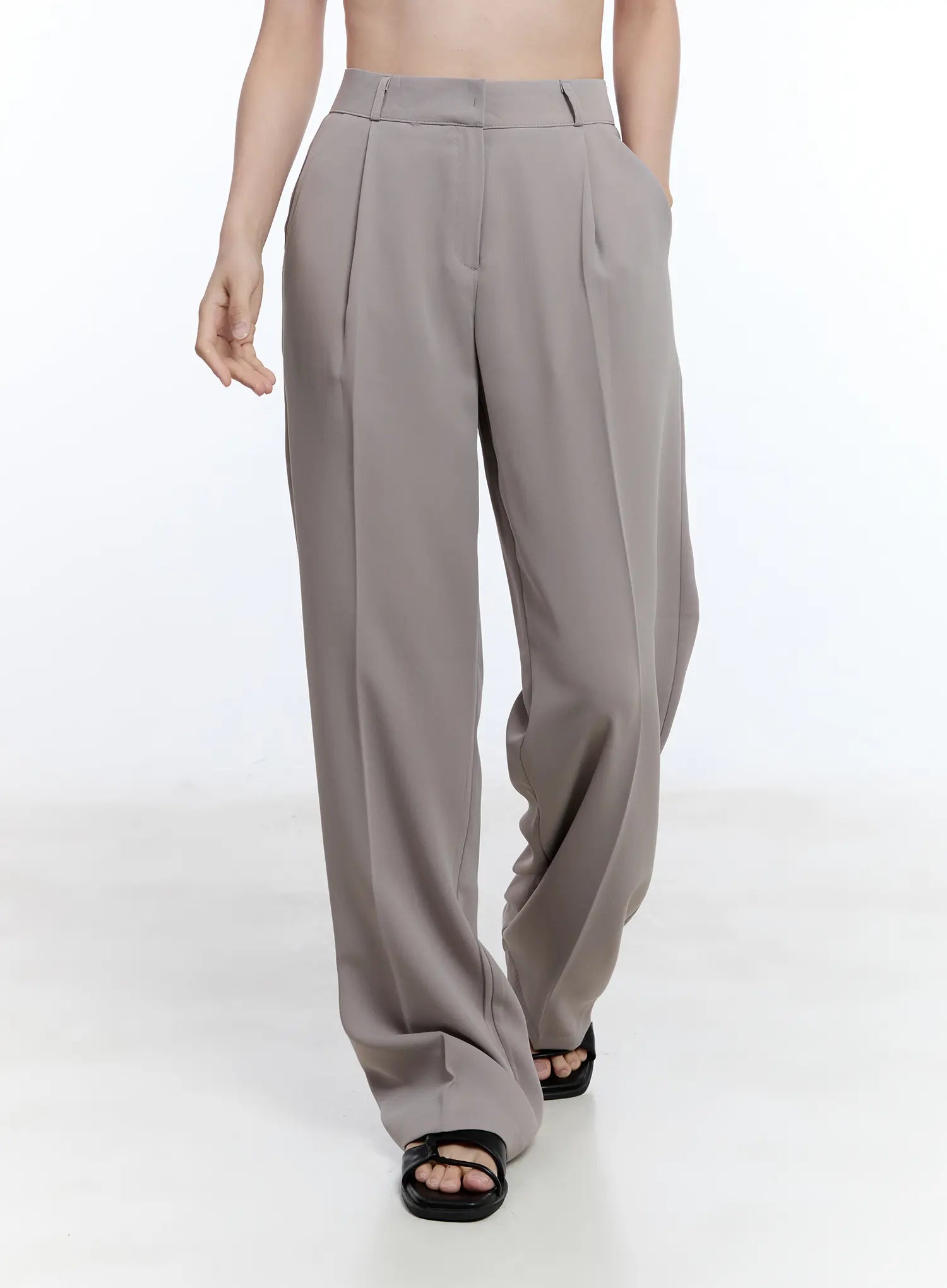 Elegant Pintuck Wide-Leg Pants CU513