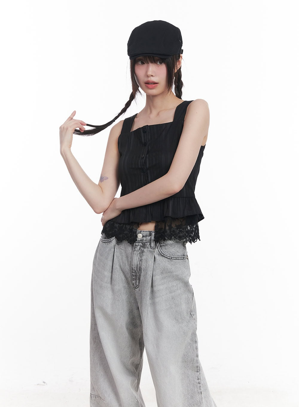 Sleeveless Lace Cropped Blouse CU506