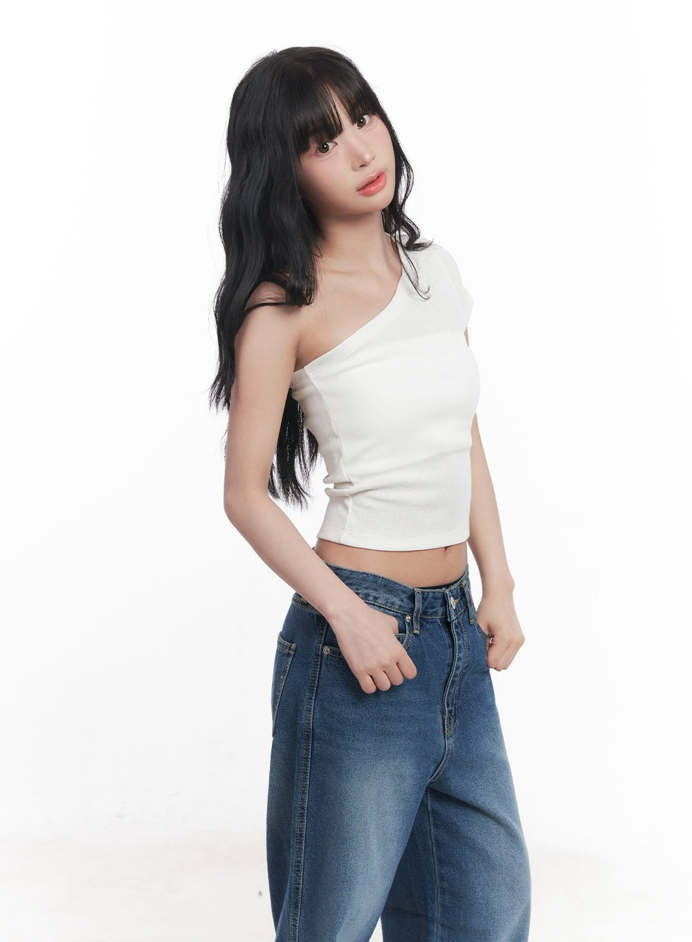 Essential One-Shoulder Crop Top CY527