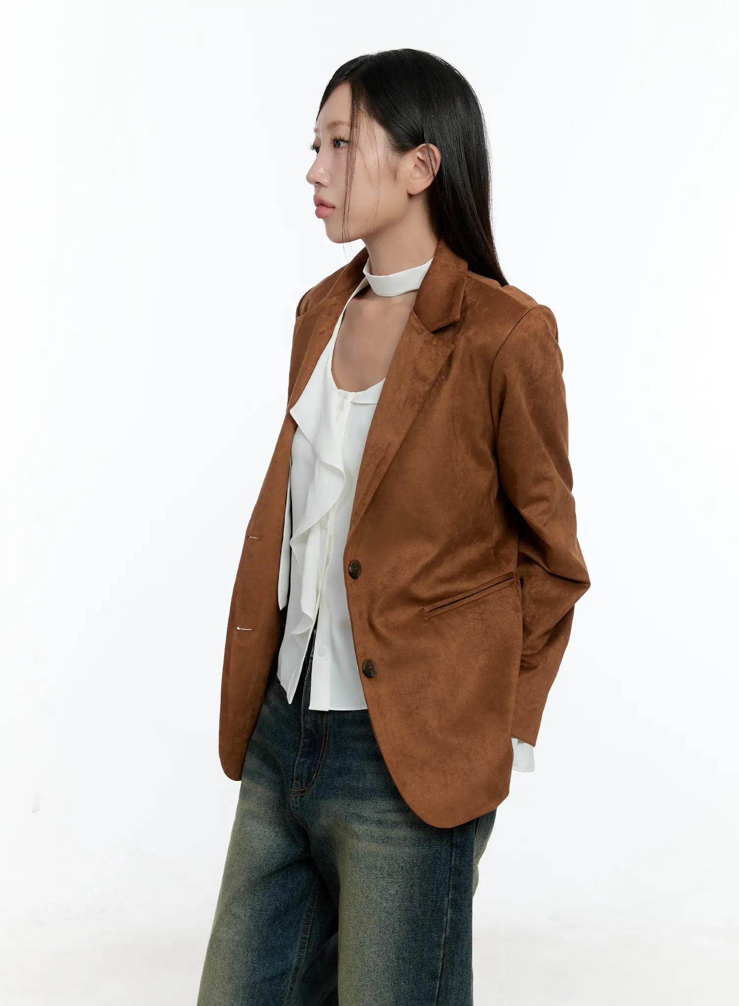 Loose-Fit Suede Blazer CS518