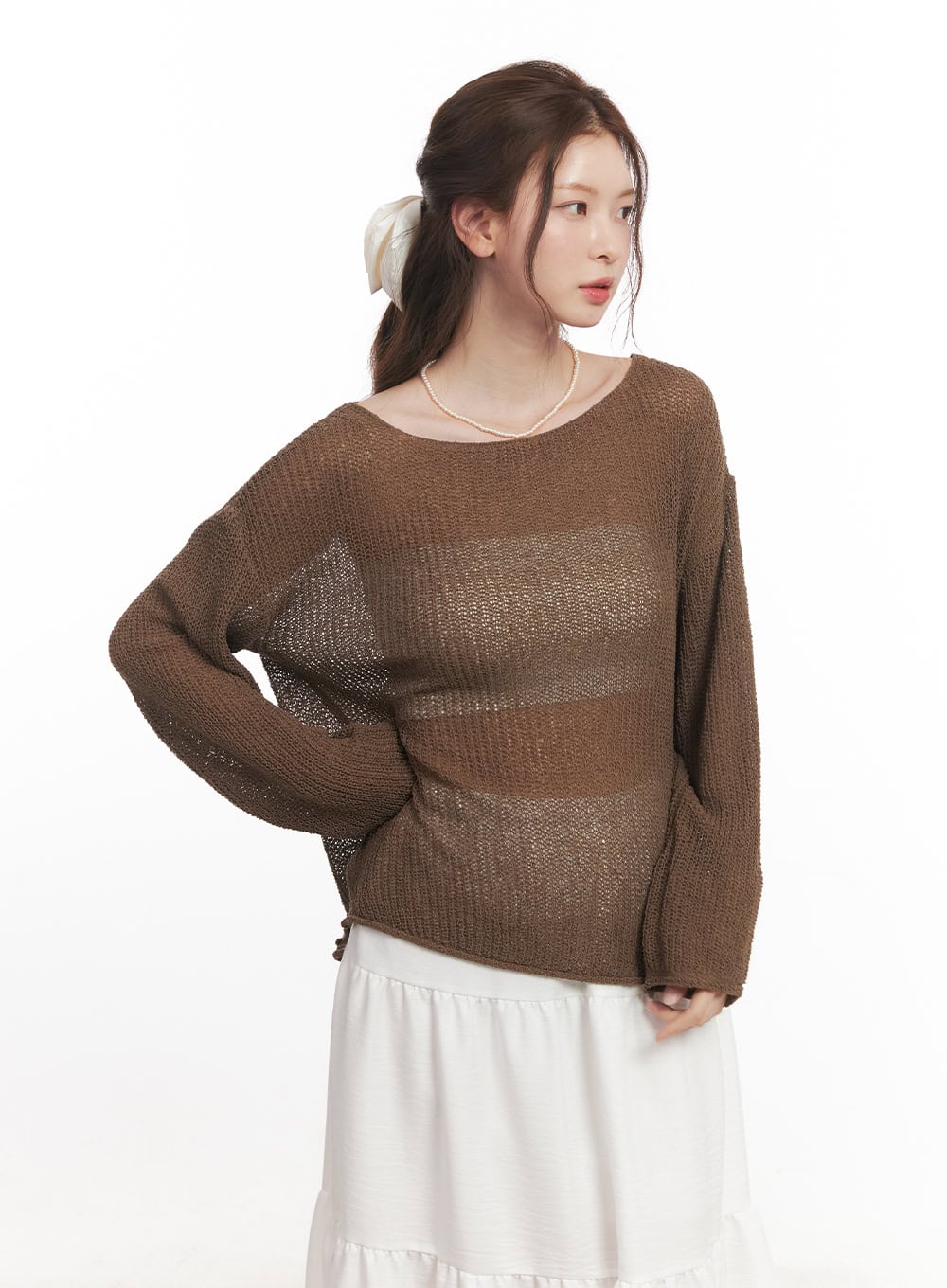 Sheer Relaxed-Fit Sweater CA502