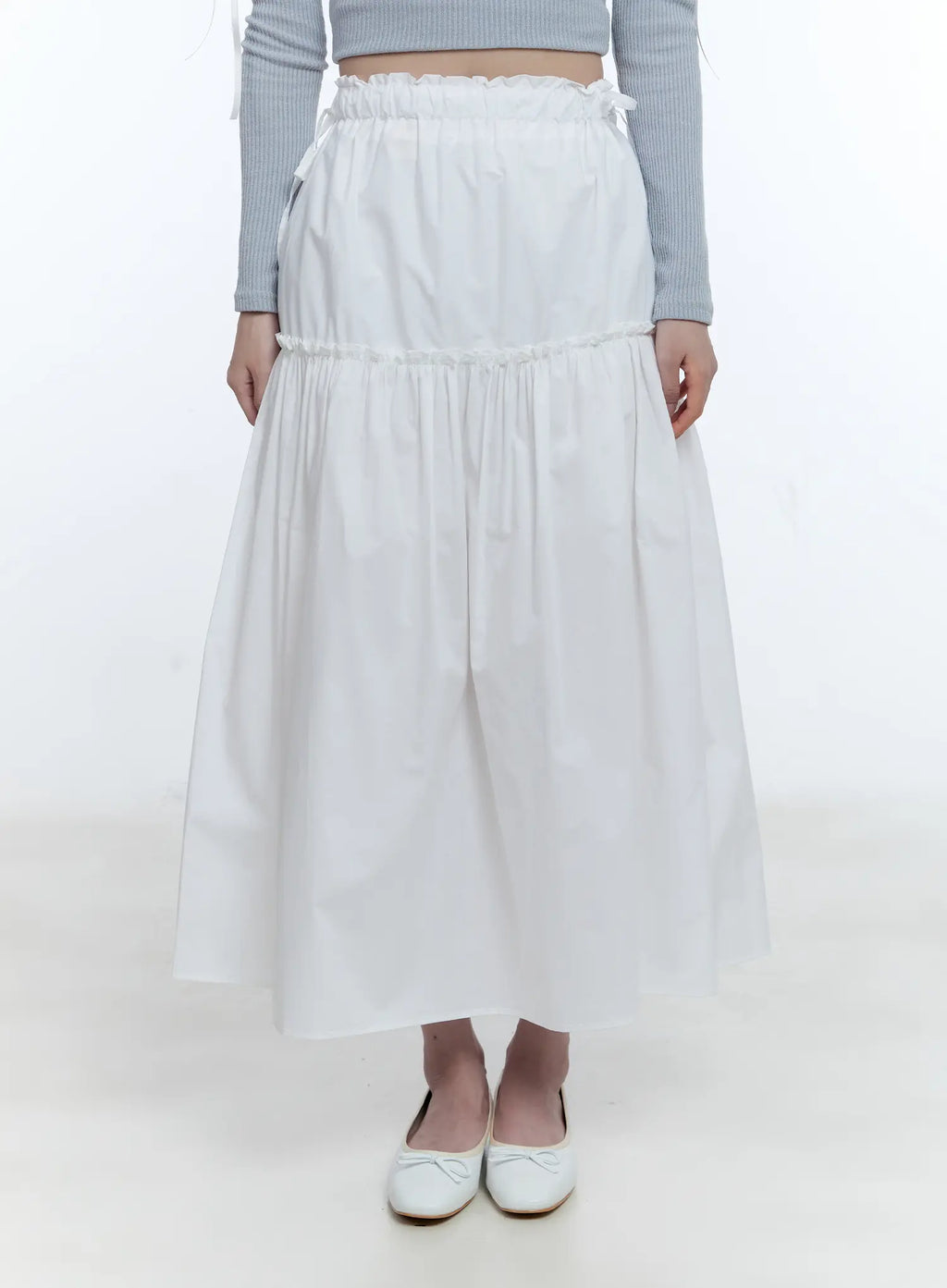 Ribbon Tie Waist Maxi Skirt CG512