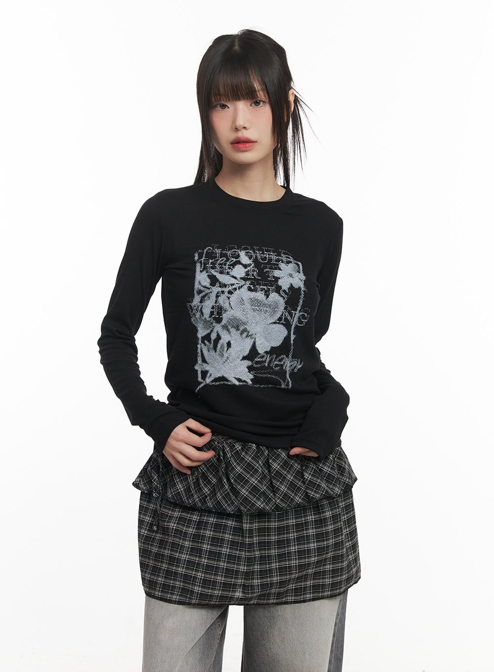 Flower Graphic Long-Sleeve Top CF519