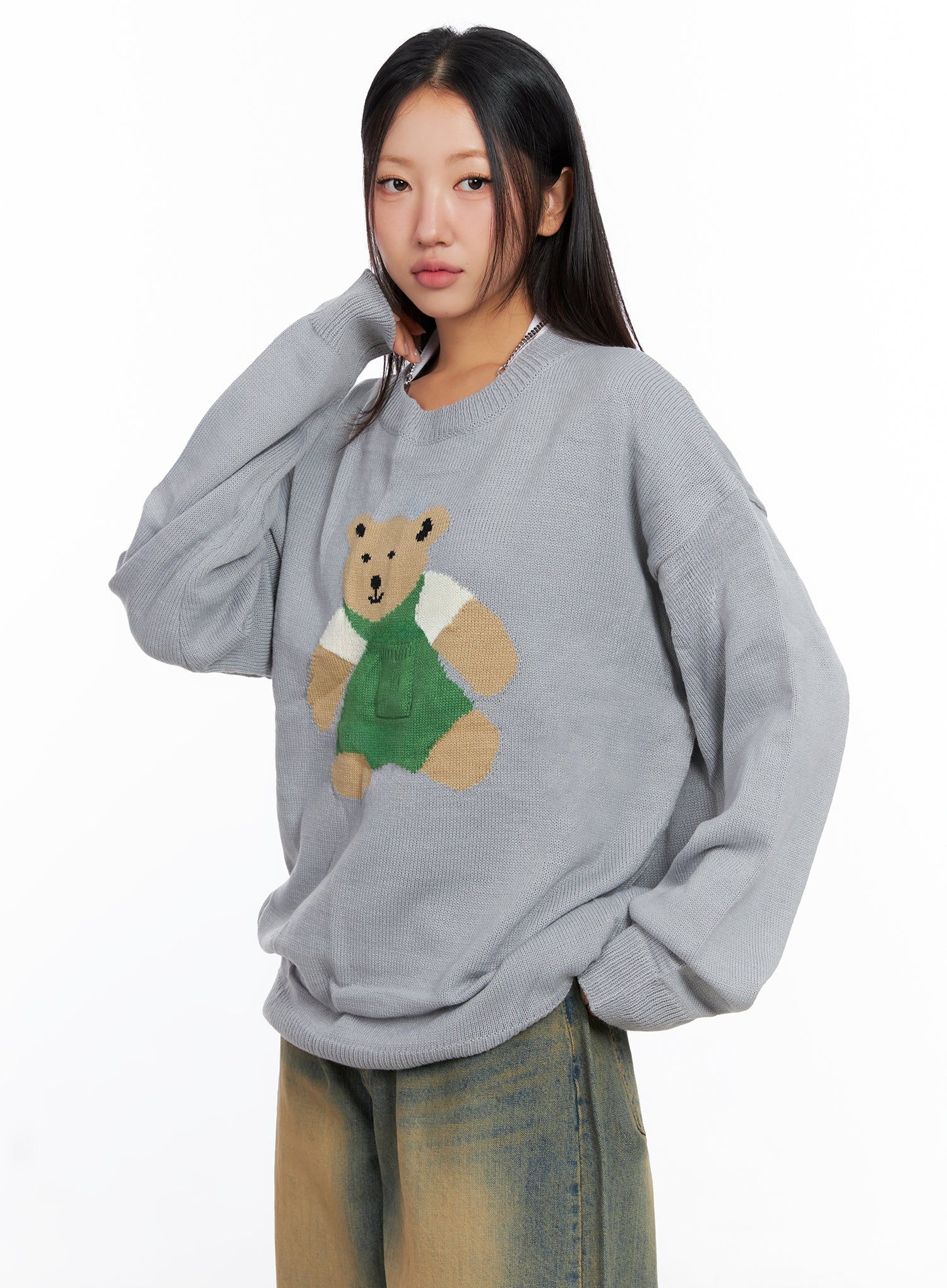 Oversized Graphic Knit Sweater CO515