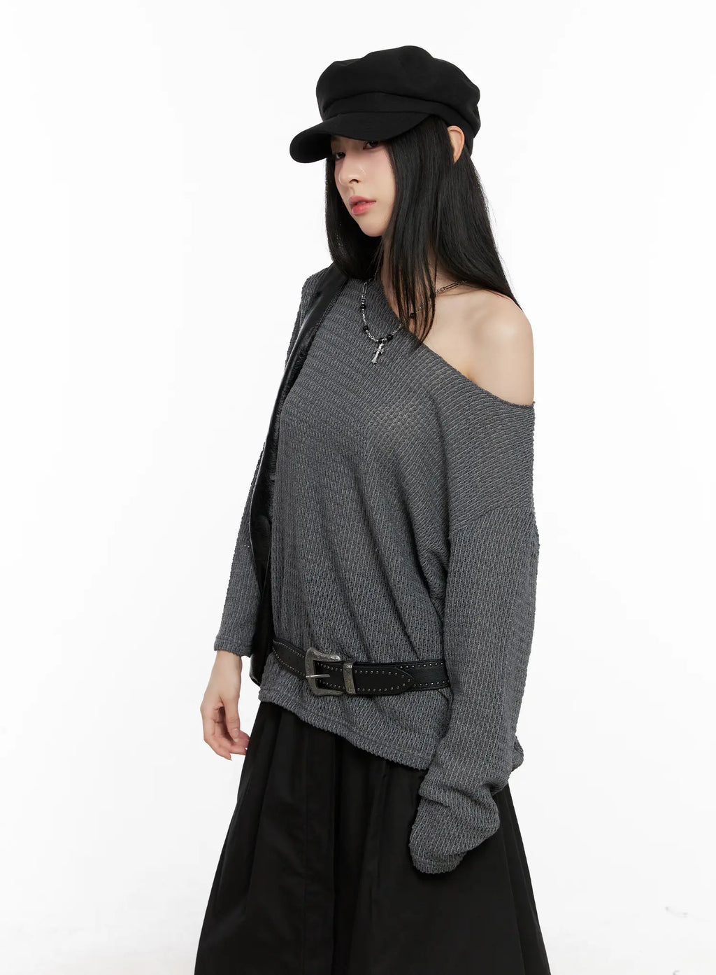 Oversized Off-Shoulder Knit Sweater CG526