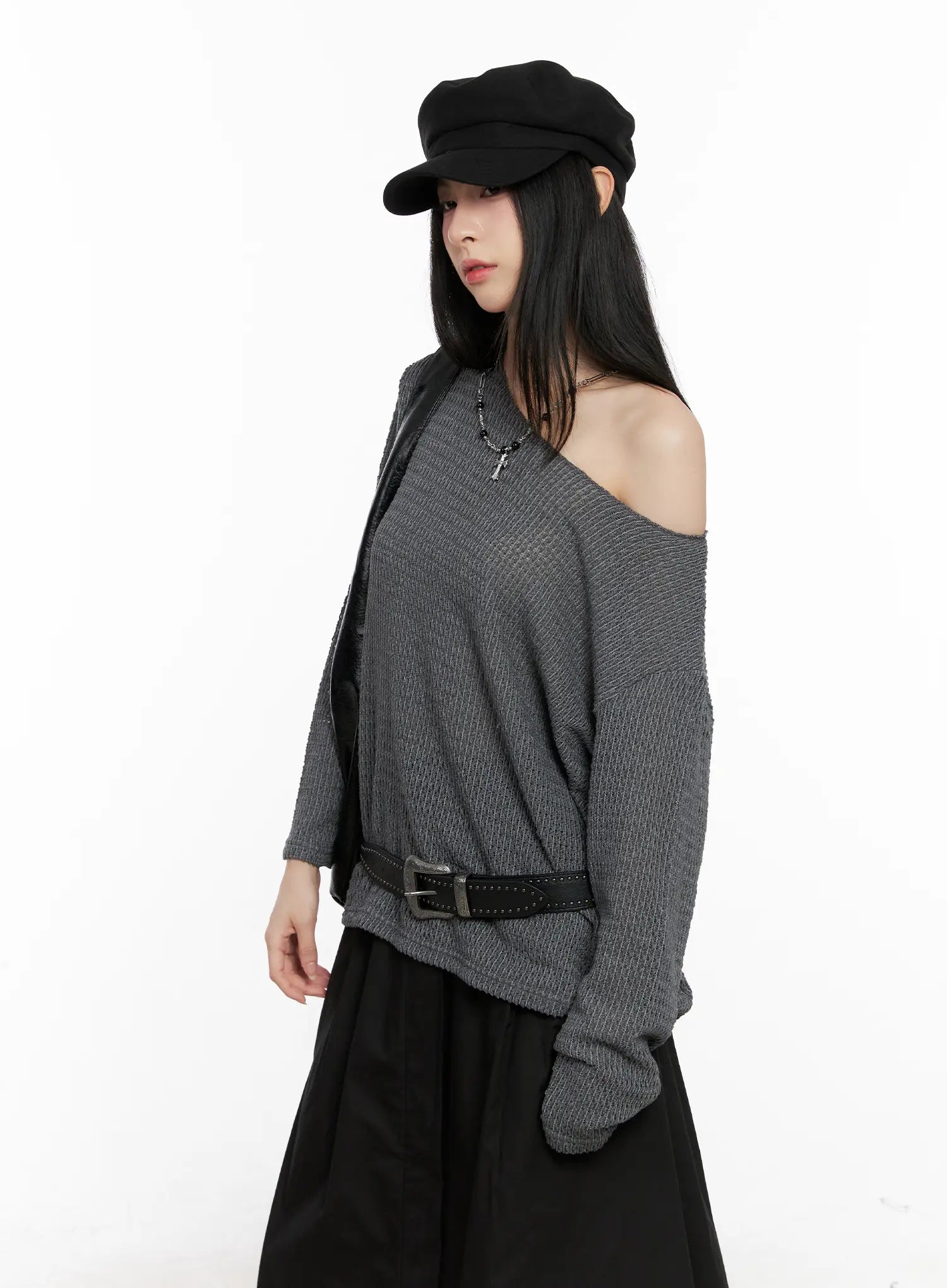 Oversized Off-Shoulder Knit Sweater CG526