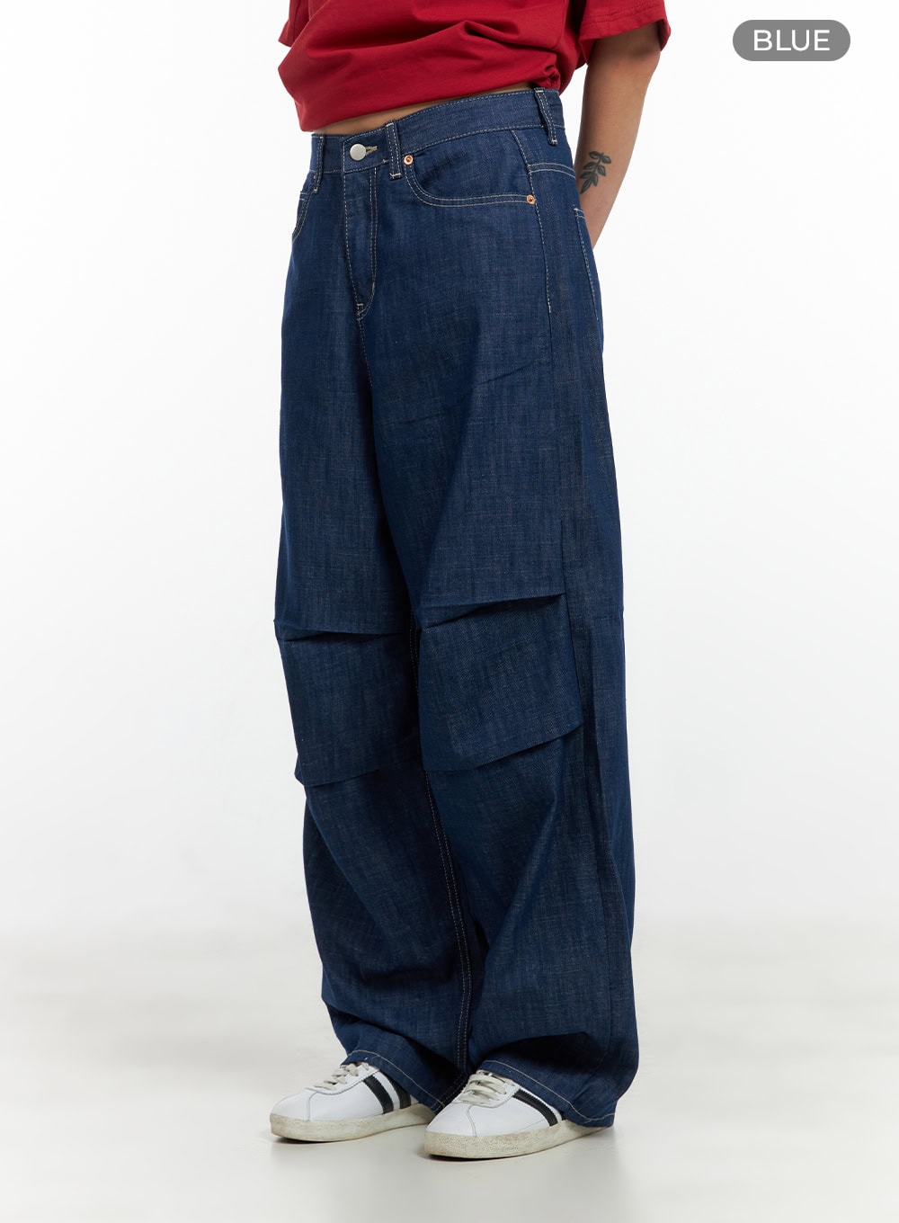 Pintuck Wide Baggy Jeans CL404
