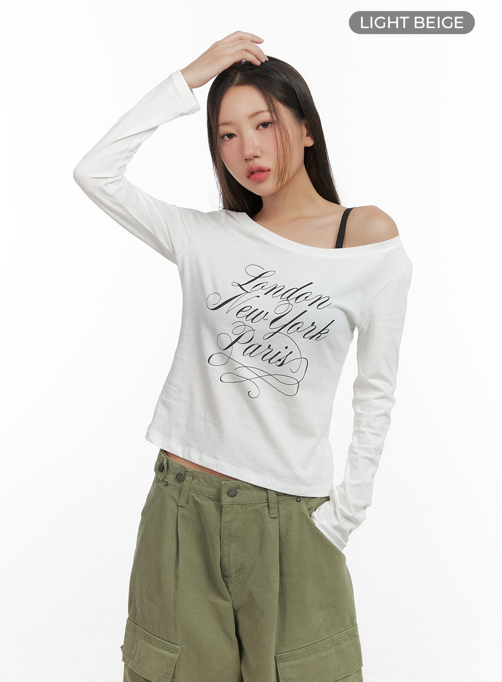 Comfy Lettering Off Shoulder Top CO417