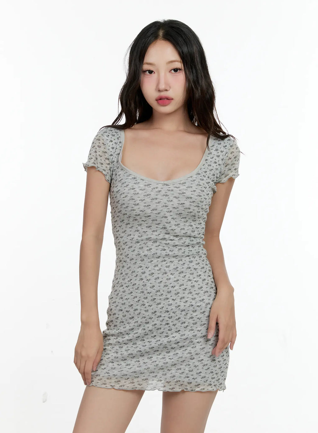 Scoop-Neck Floral Dress CL531