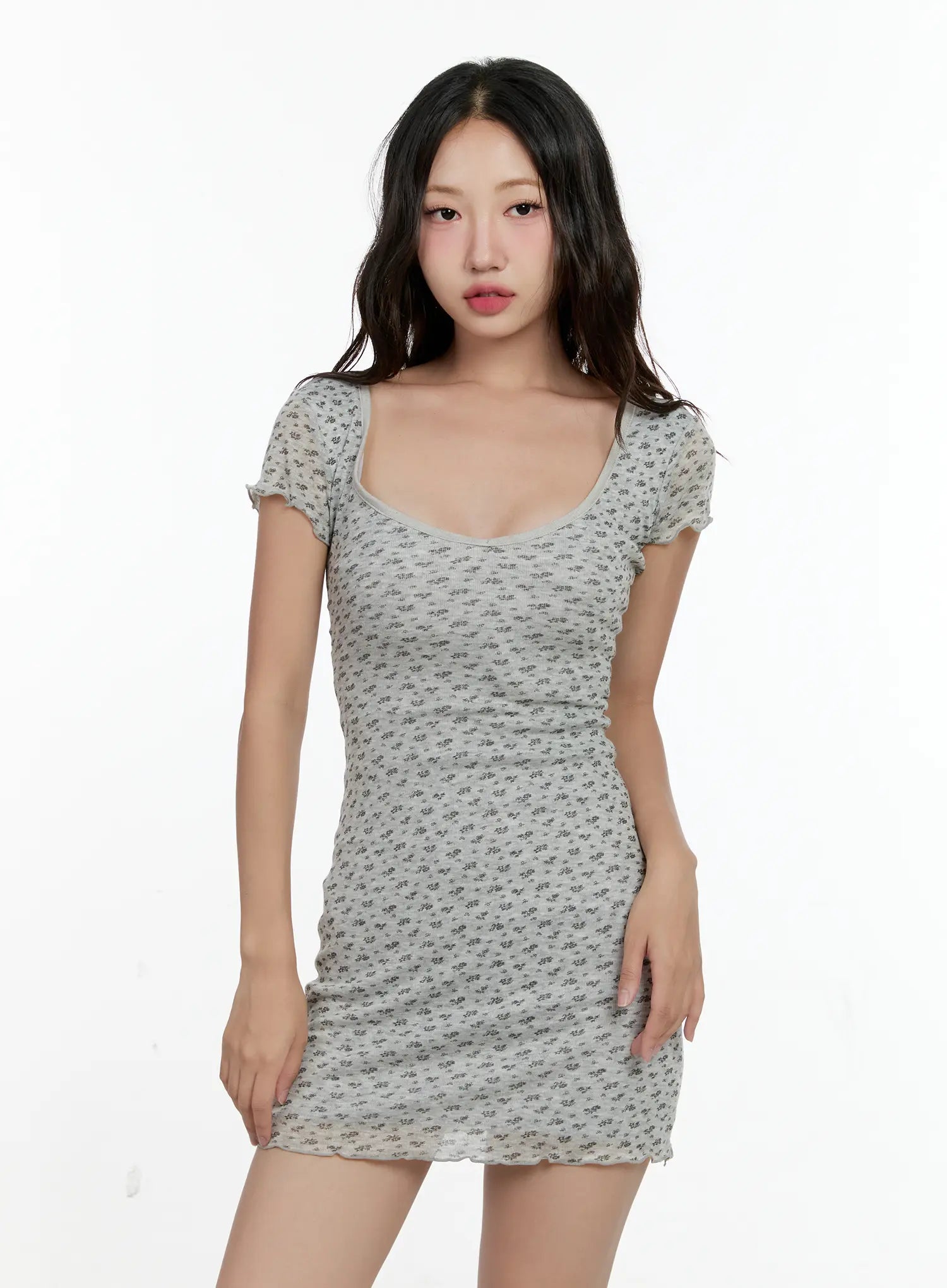 Scoop-Neck Floral Dress CL531