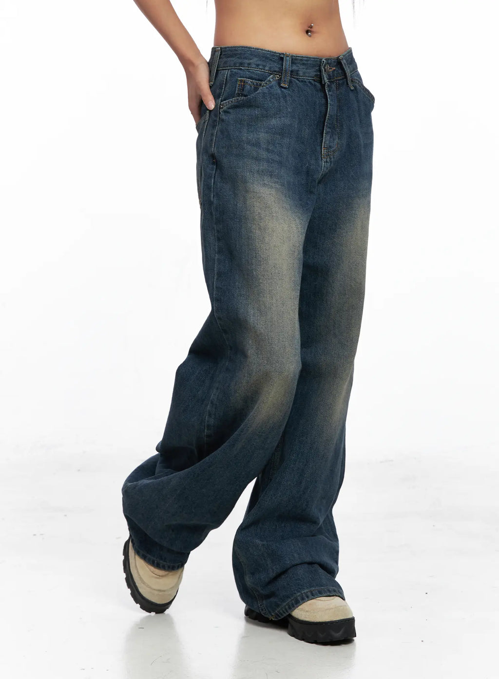 Jaden Back Seam Washed Baggy Jeans CO510
