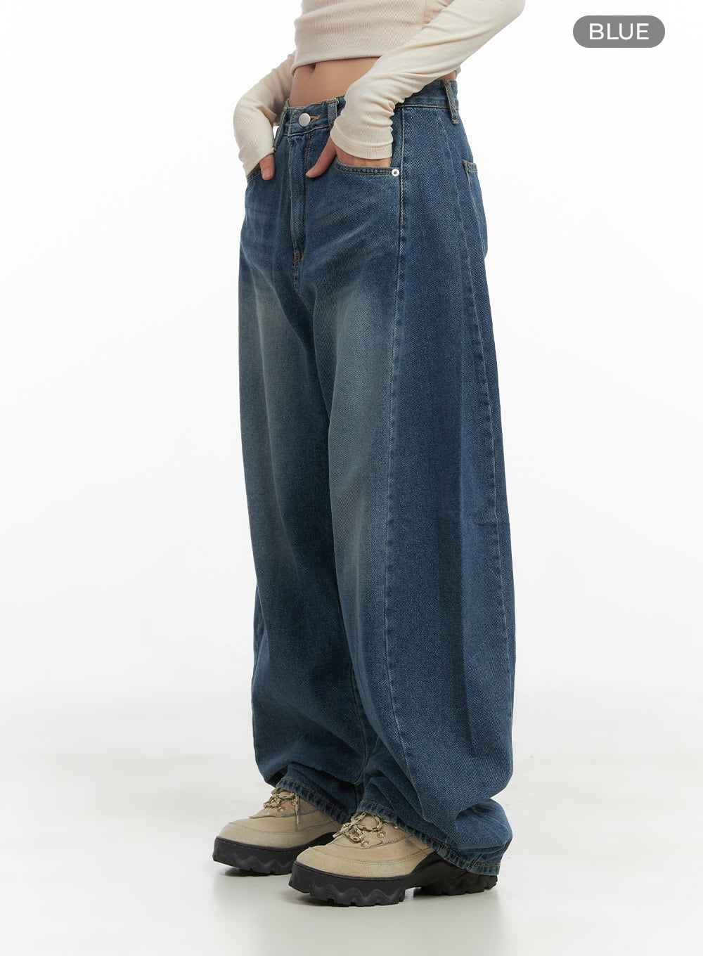 Lacey Washed Denim Baggy Jeans CO404