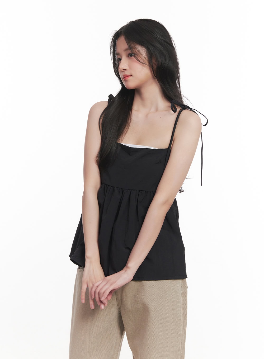 Flare Square-Neck Ribbon Cami Top CA511