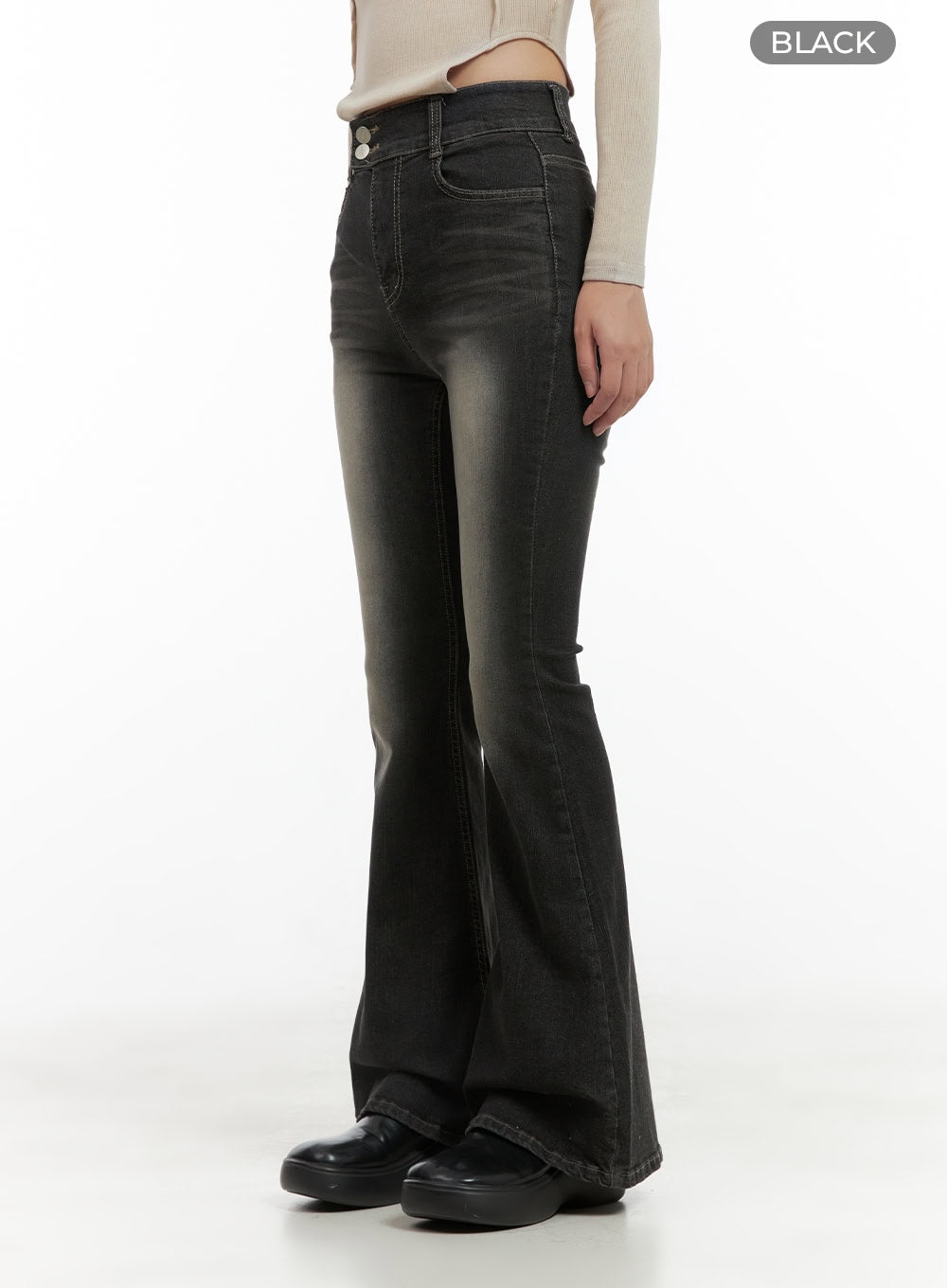 Quinn Double-Button Slim Bootcut Jeans CG422