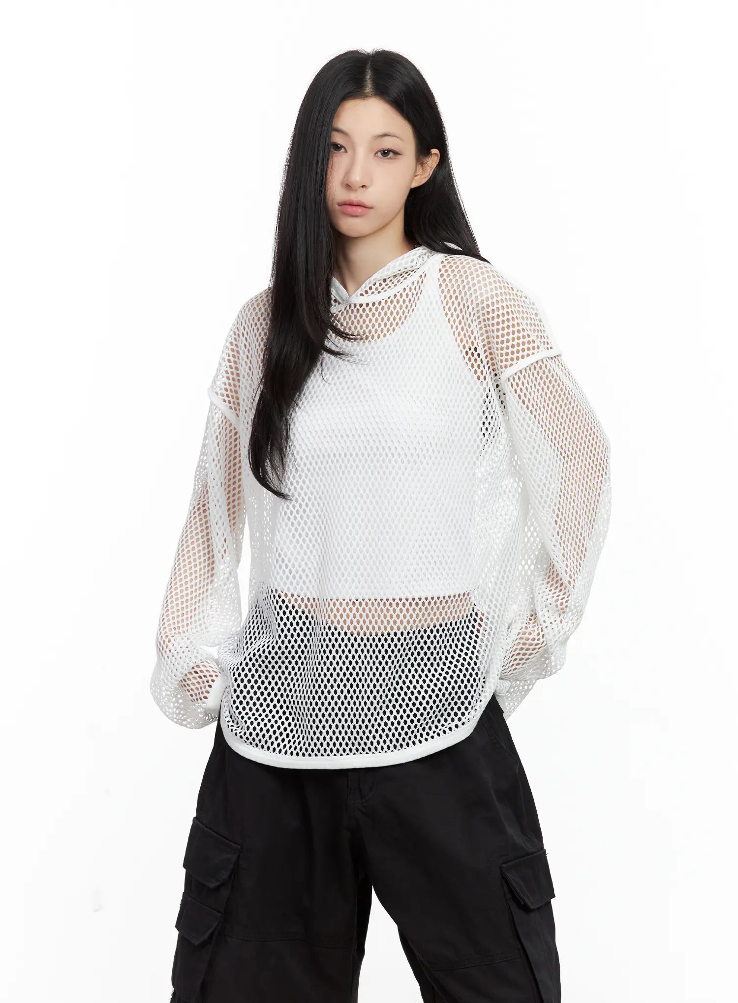 Oversized Mesh Hoodie CU530