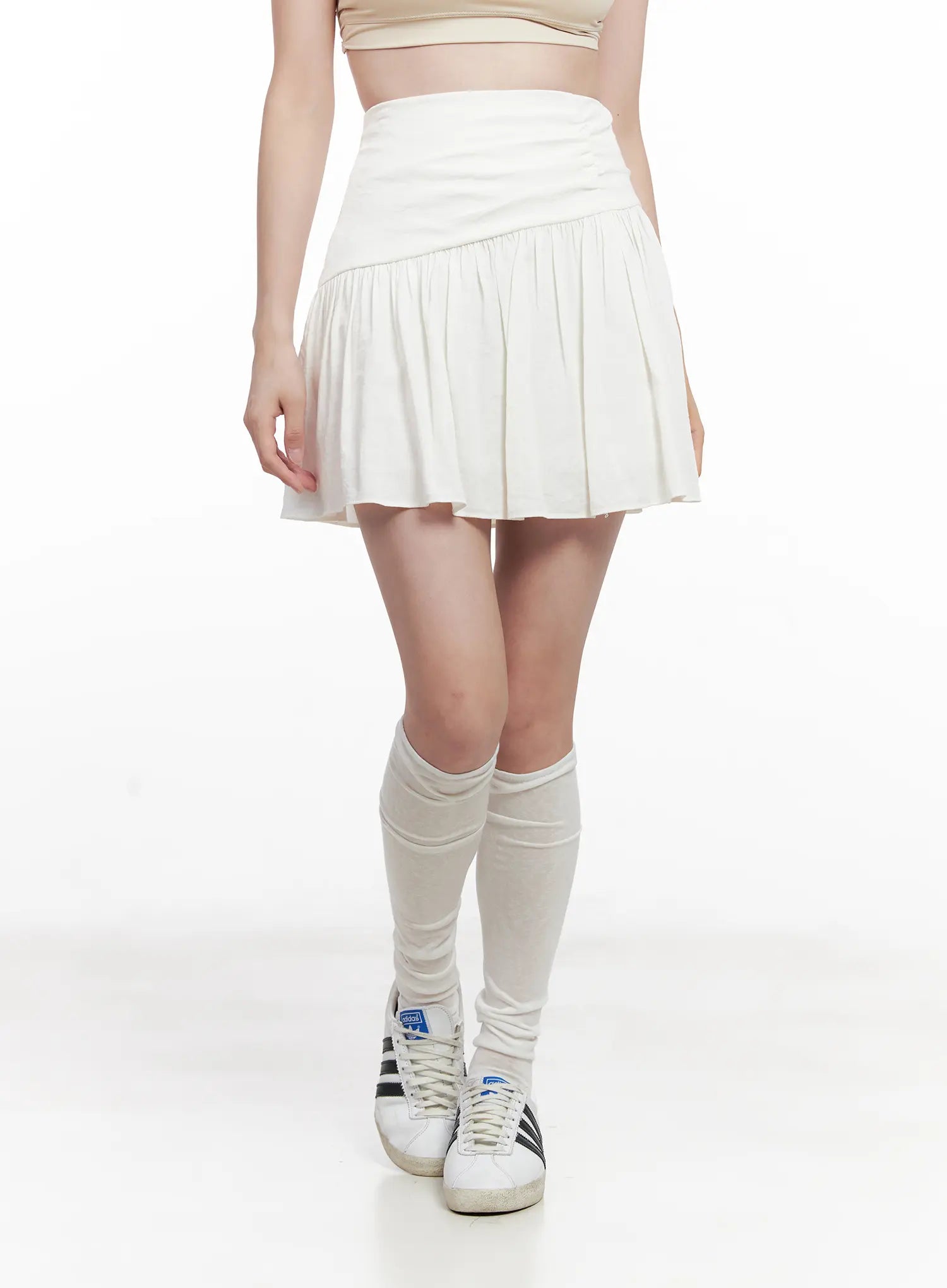 Asymmetric Shirred Mini Skirt CL524