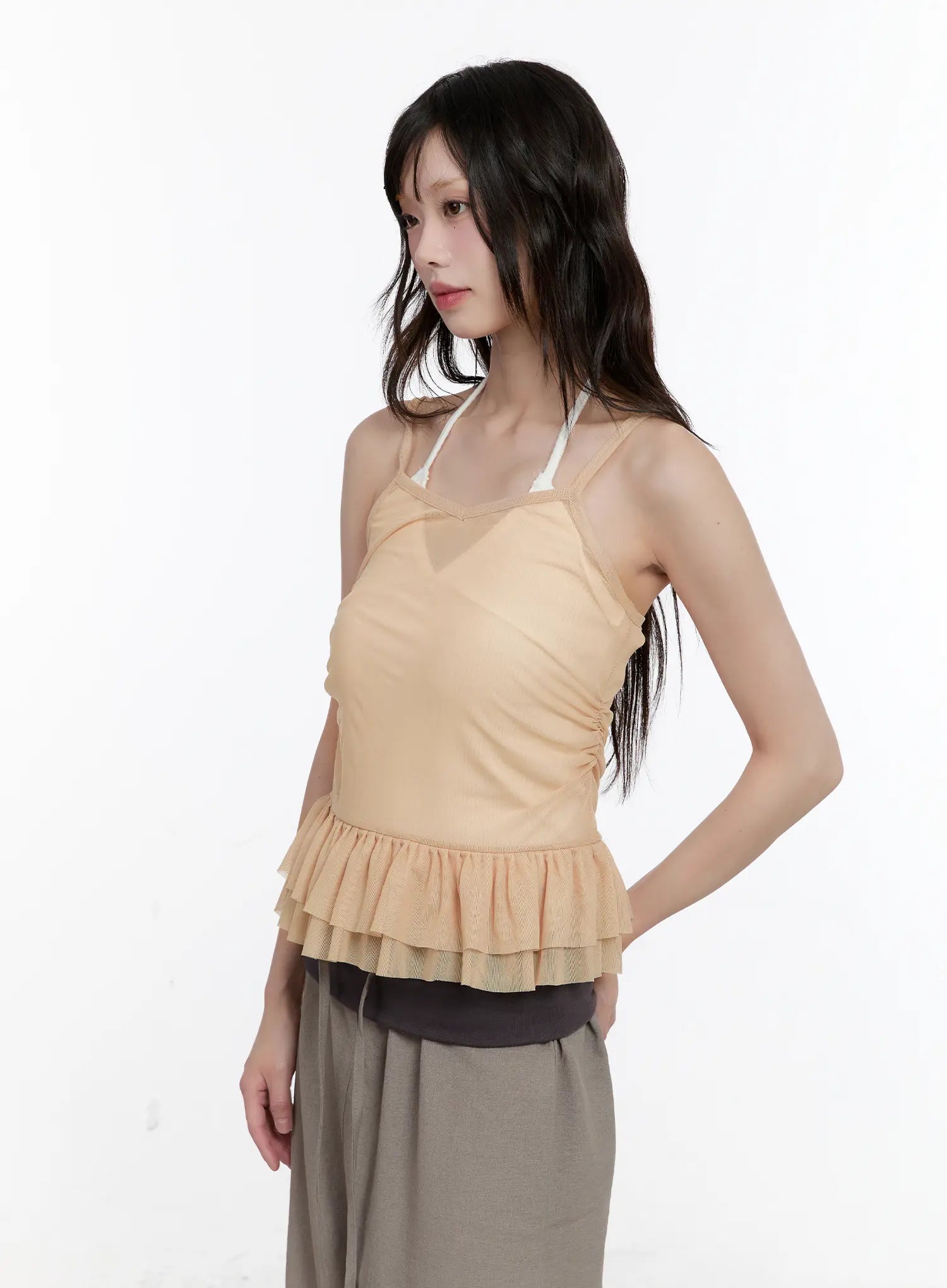 Sheer Ruffle Detail Tank CL507