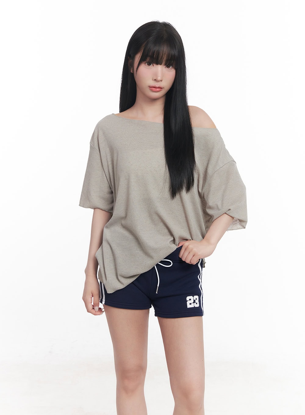 Sheer Loose-Fit Off-Shoulder Top CY527