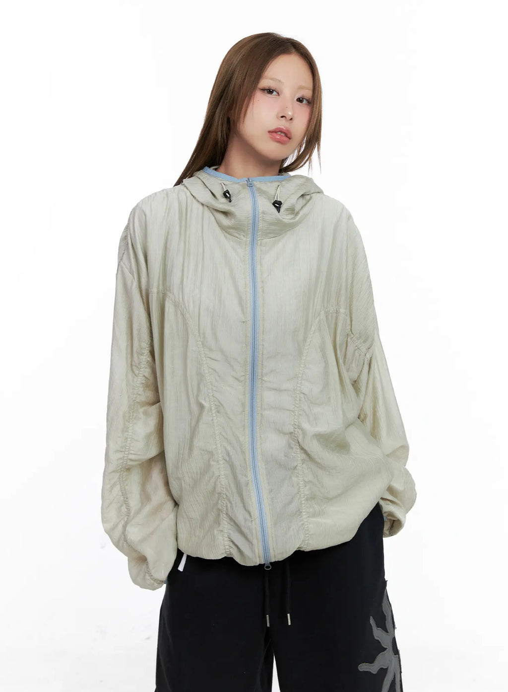 Oversized Ruched Windbreaker CL511