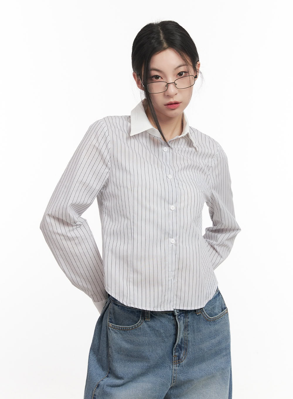 Slim-Fit Collared Striped Button Down CF514