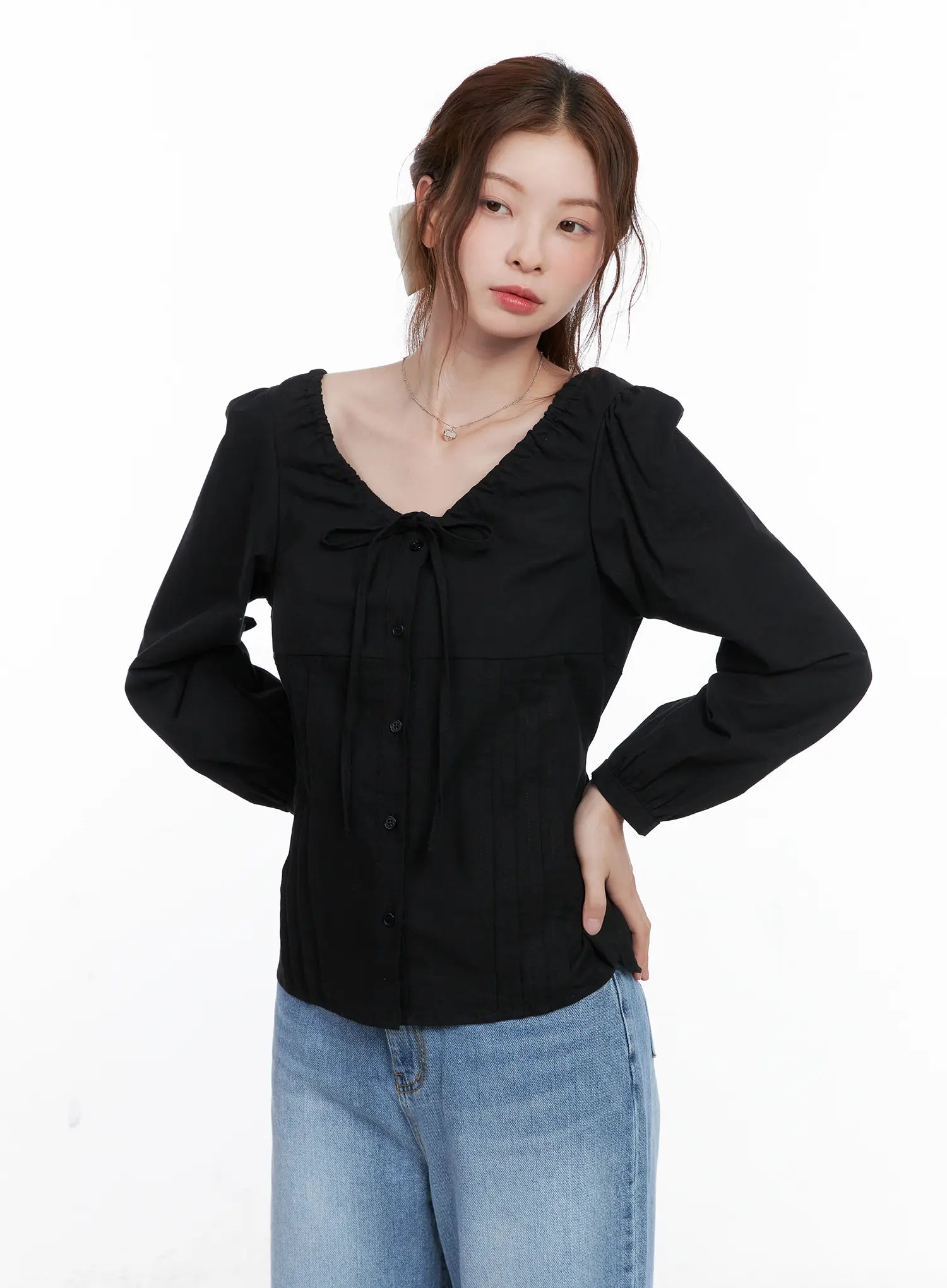 Chic Two-Way Ribbon Blouse CG521