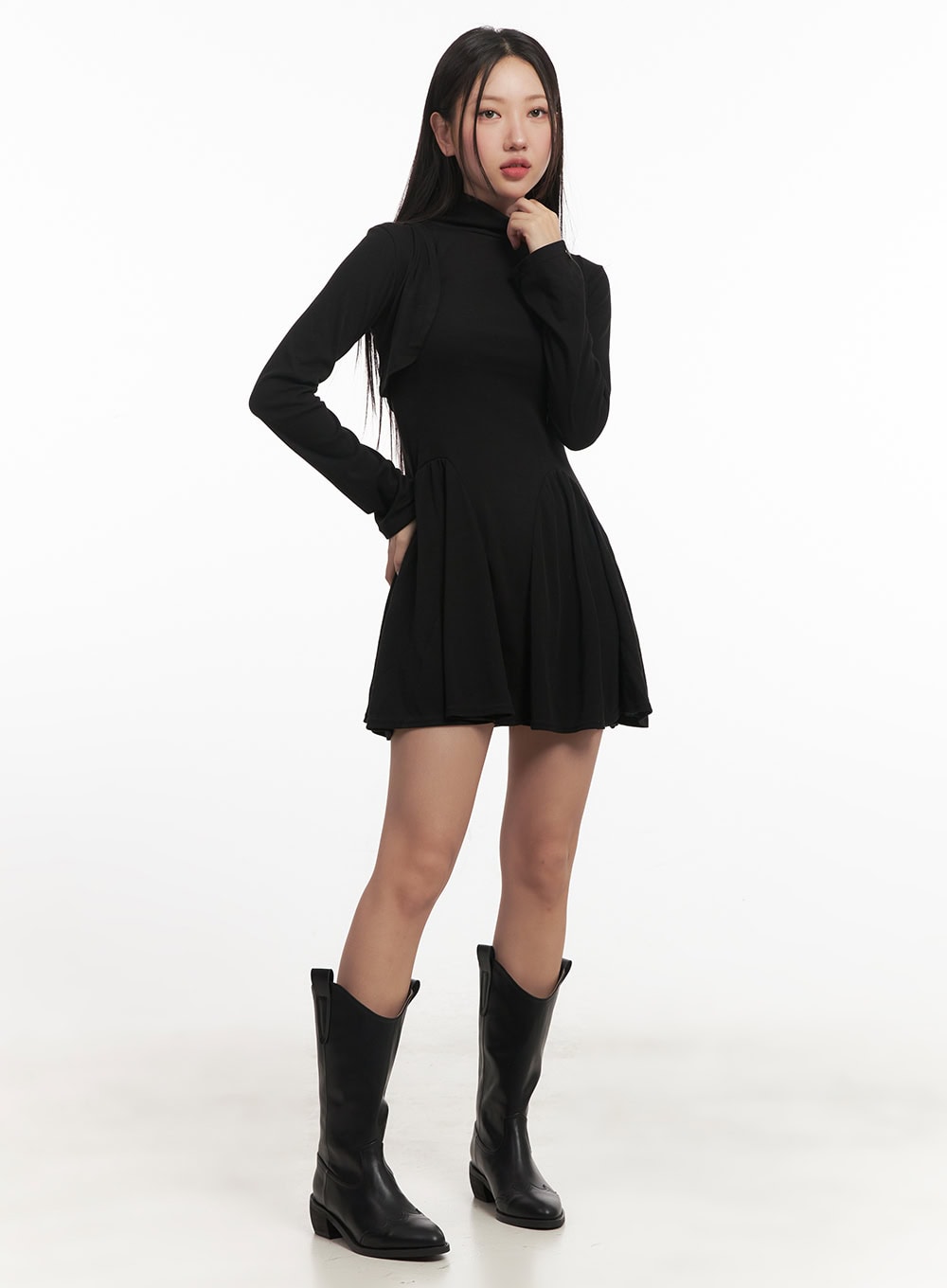 Sleeveless Turtleneck Dress & Bolero Set CF520