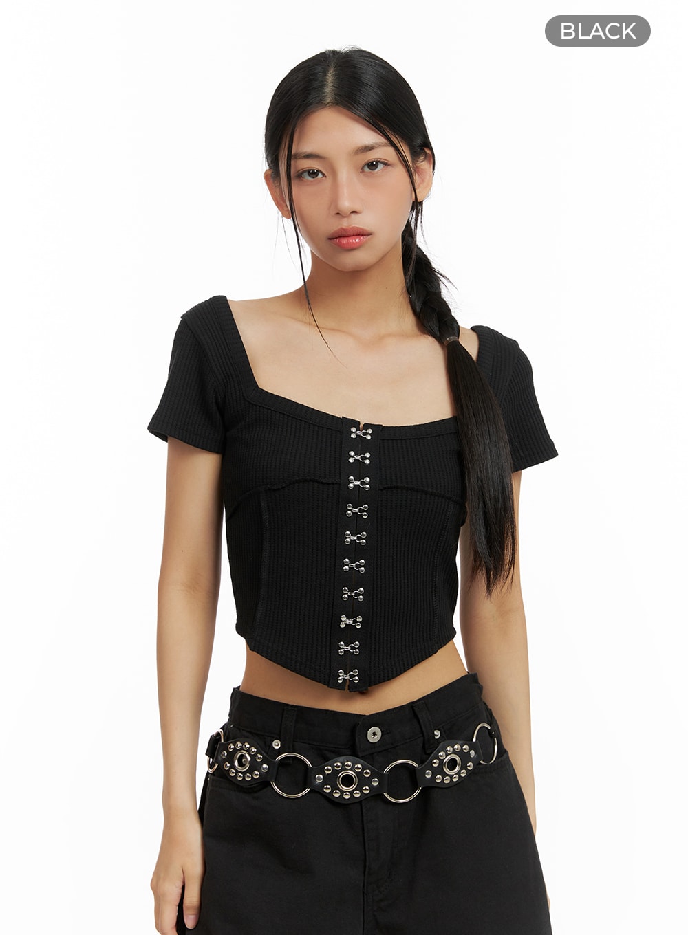 Buckle Square Neck Crop Top CA423