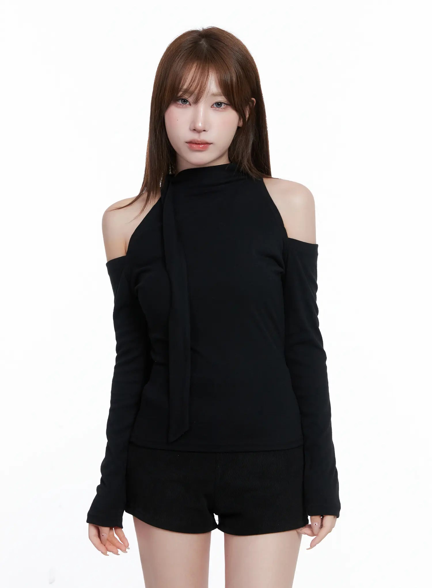 Cut-Out Shoulder Turtleneck Top CG529