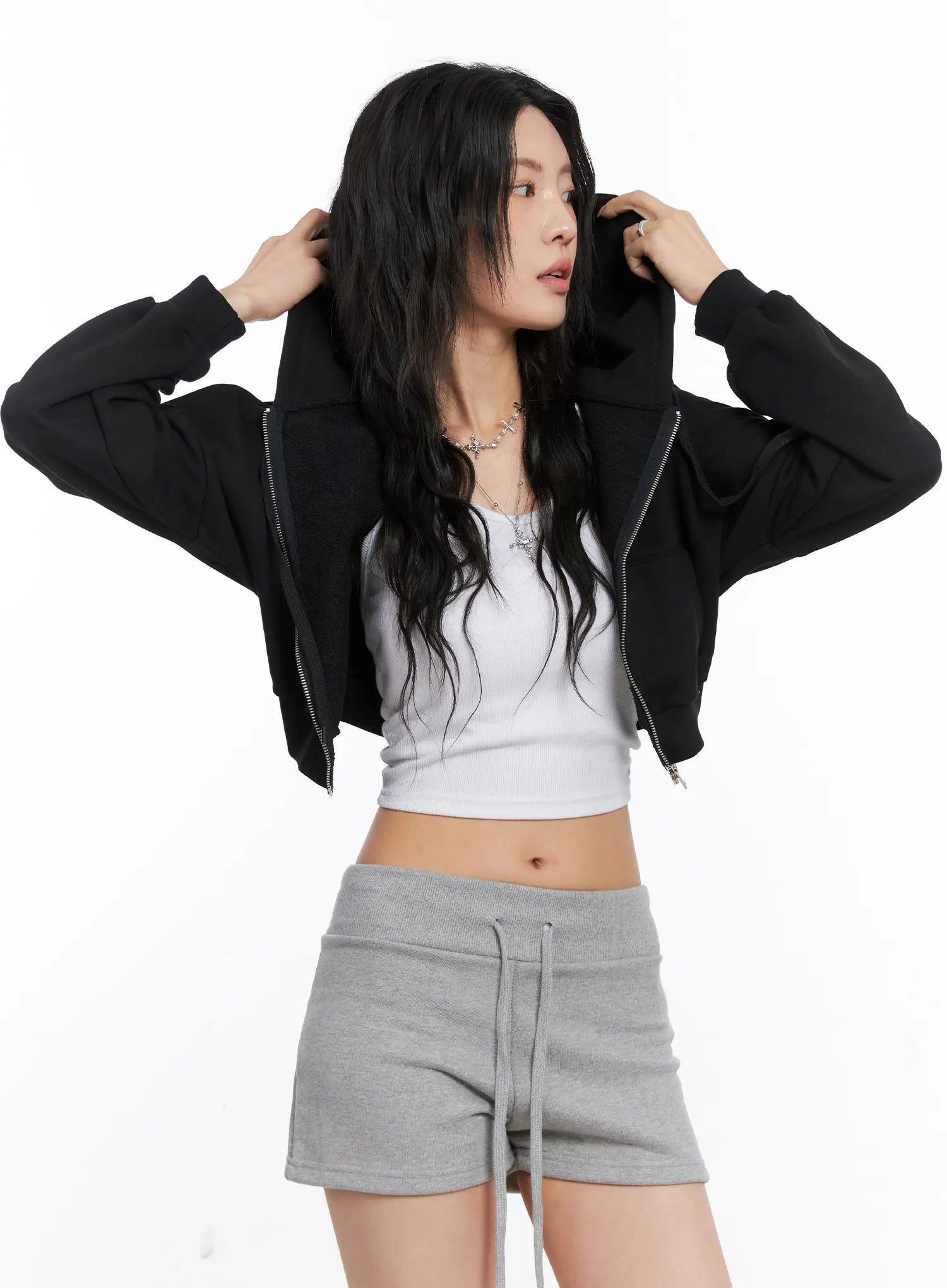 Basic Cropped Zip Hoodie CO507