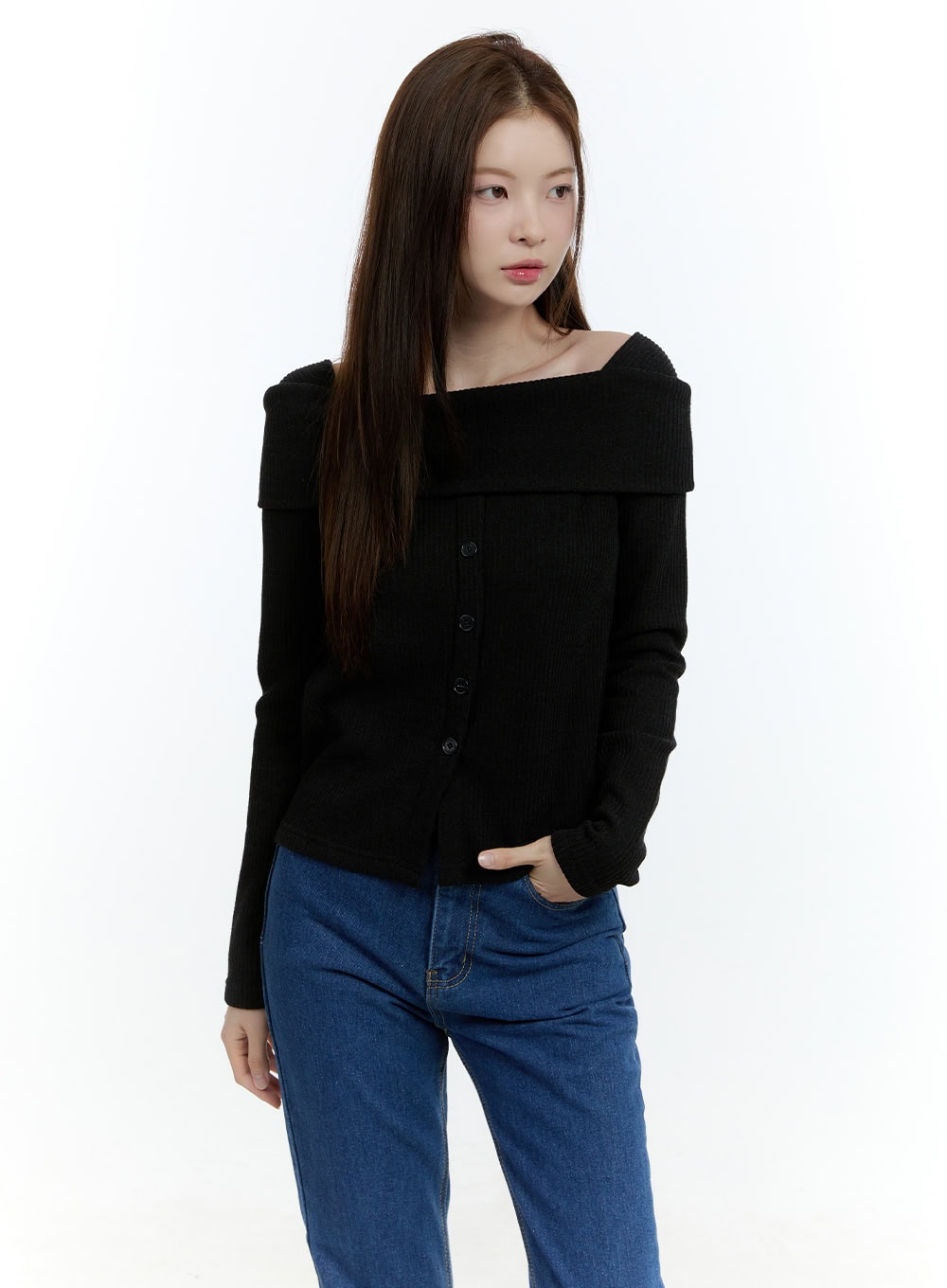 Cozy Buttoned Ribbed Sweater CF504