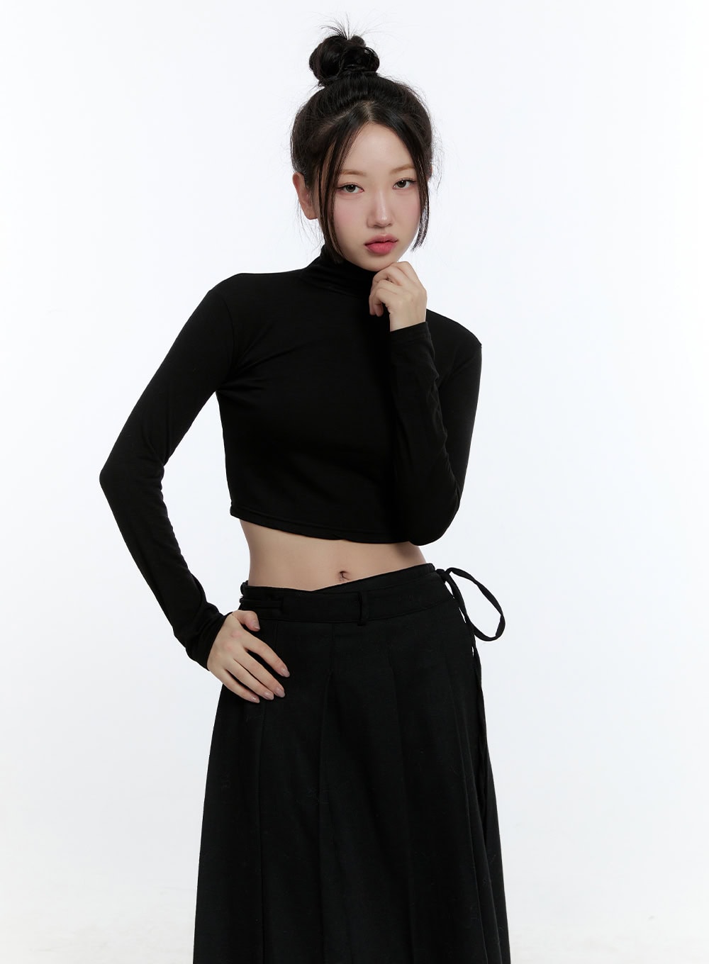 Turtle Neck Slim-Fit Crop Top CD424