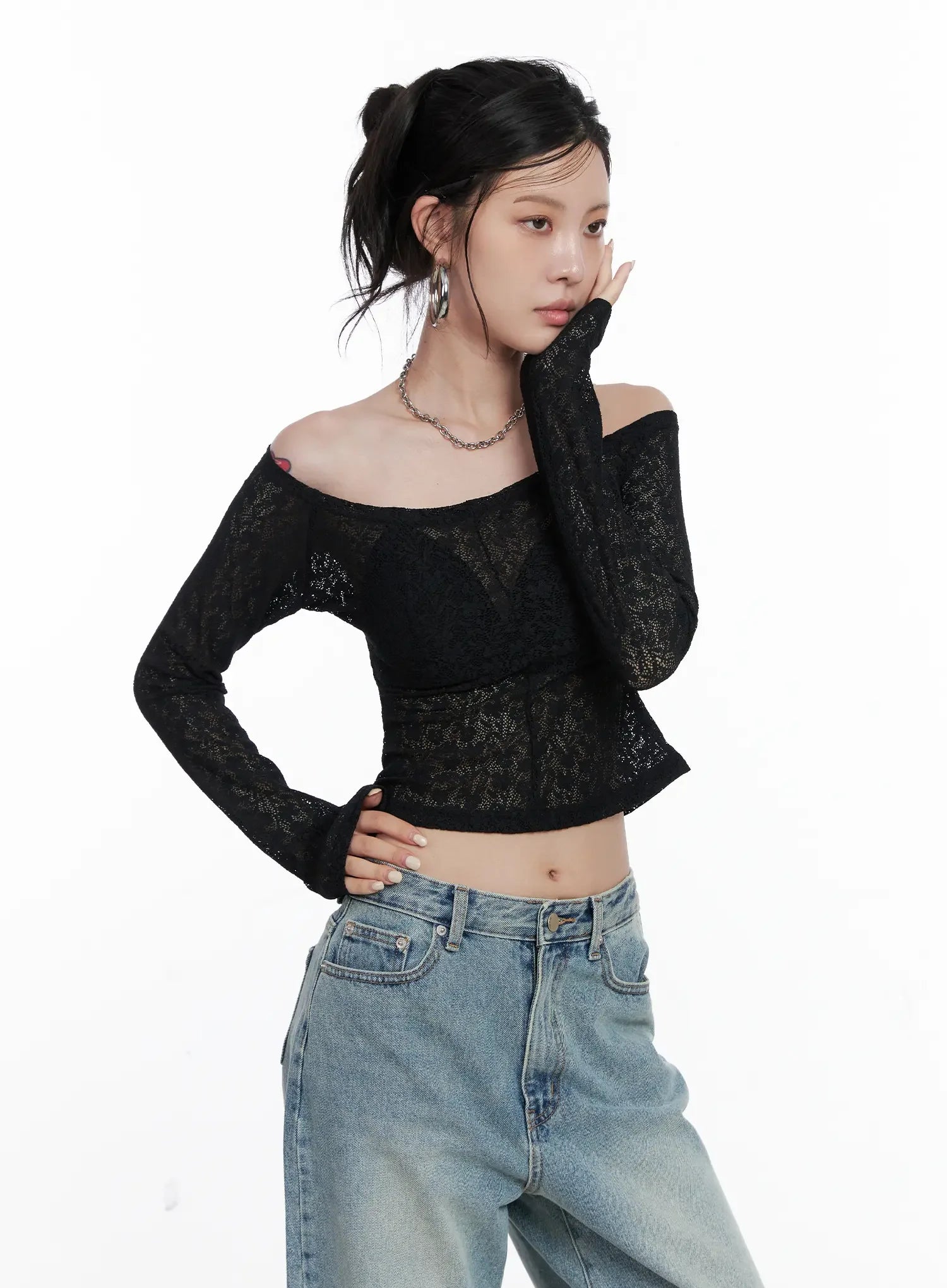 Lace Off Shoulder Top CS512