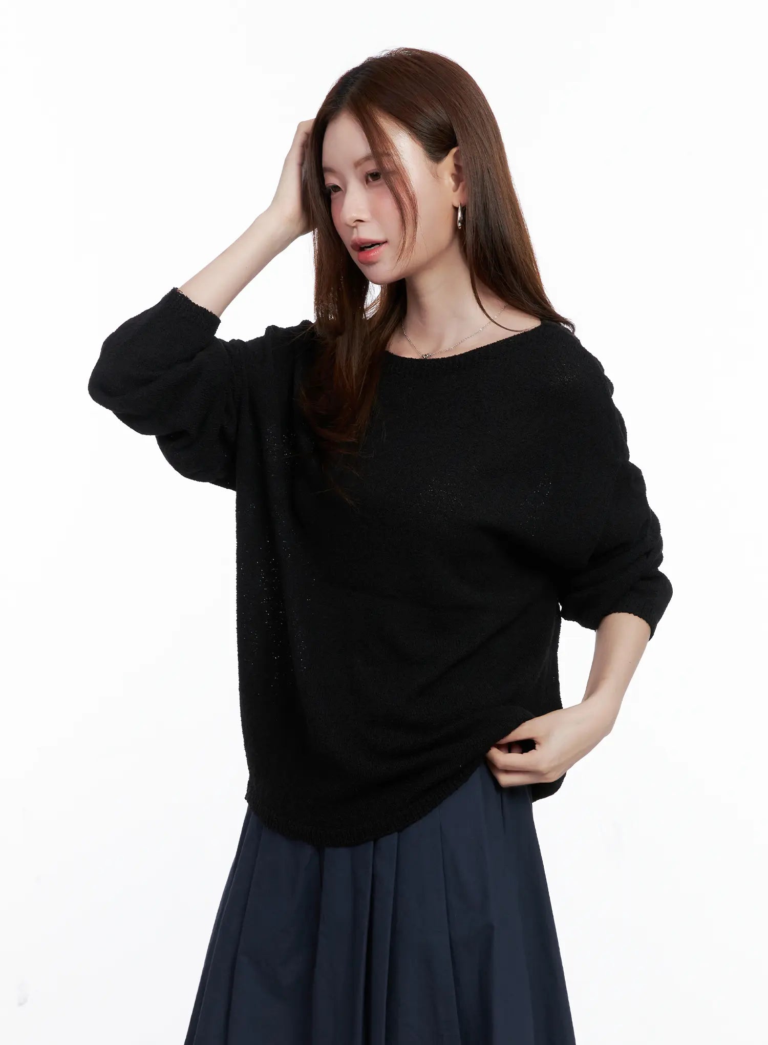Loose Fit Boat Neck Pullover Knit CG520