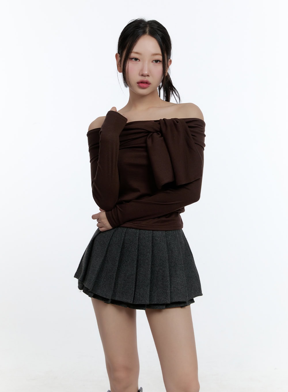 Off Shoulder Ribbon Crop Top CD423