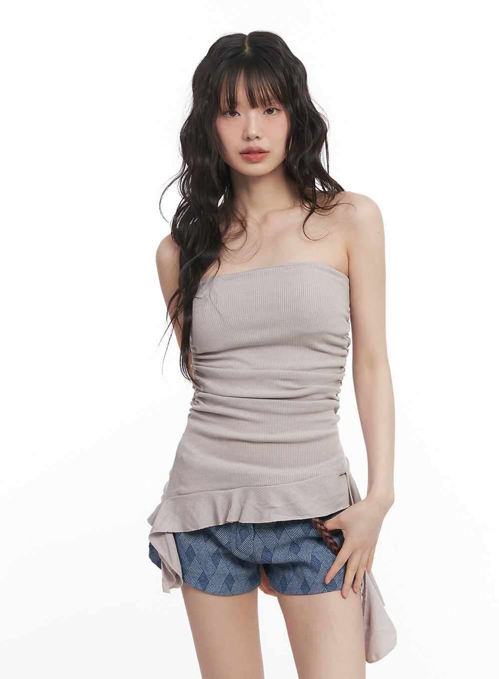 Asymmetric Frill Tube Top CM520