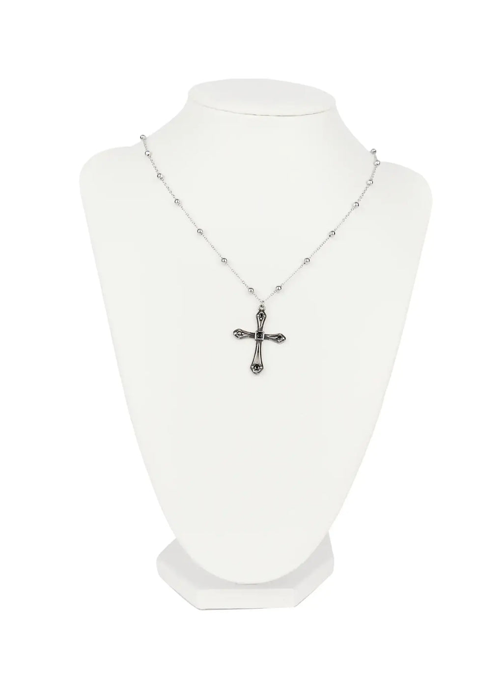 Black Cross Bead Necklace CO503