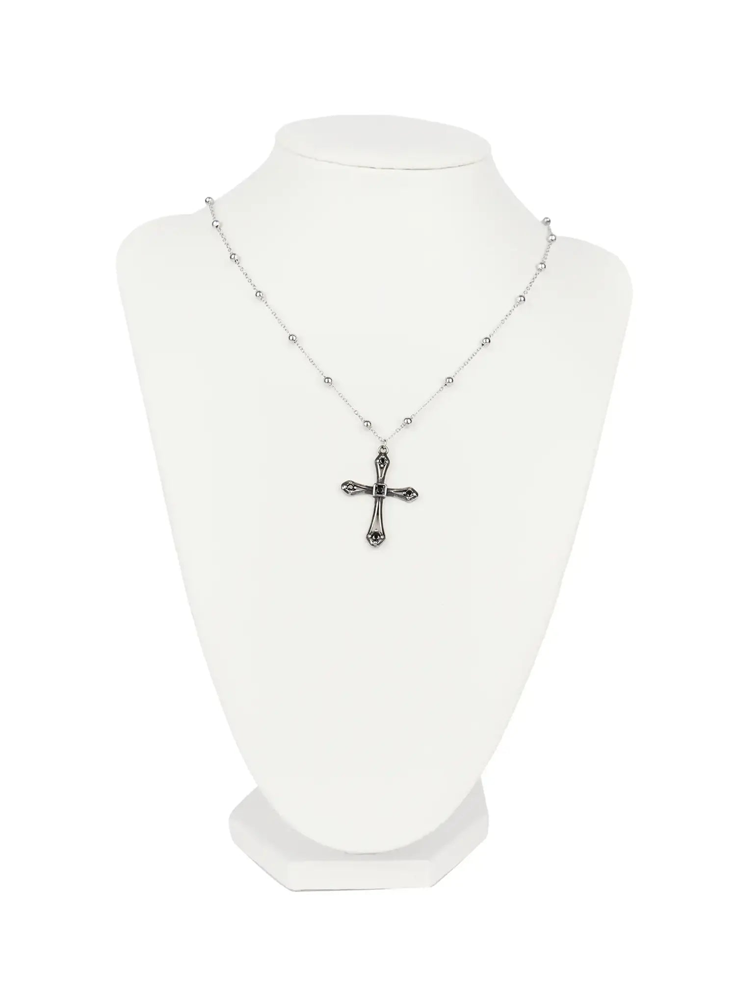 Black Cross Bead Necklace CO503