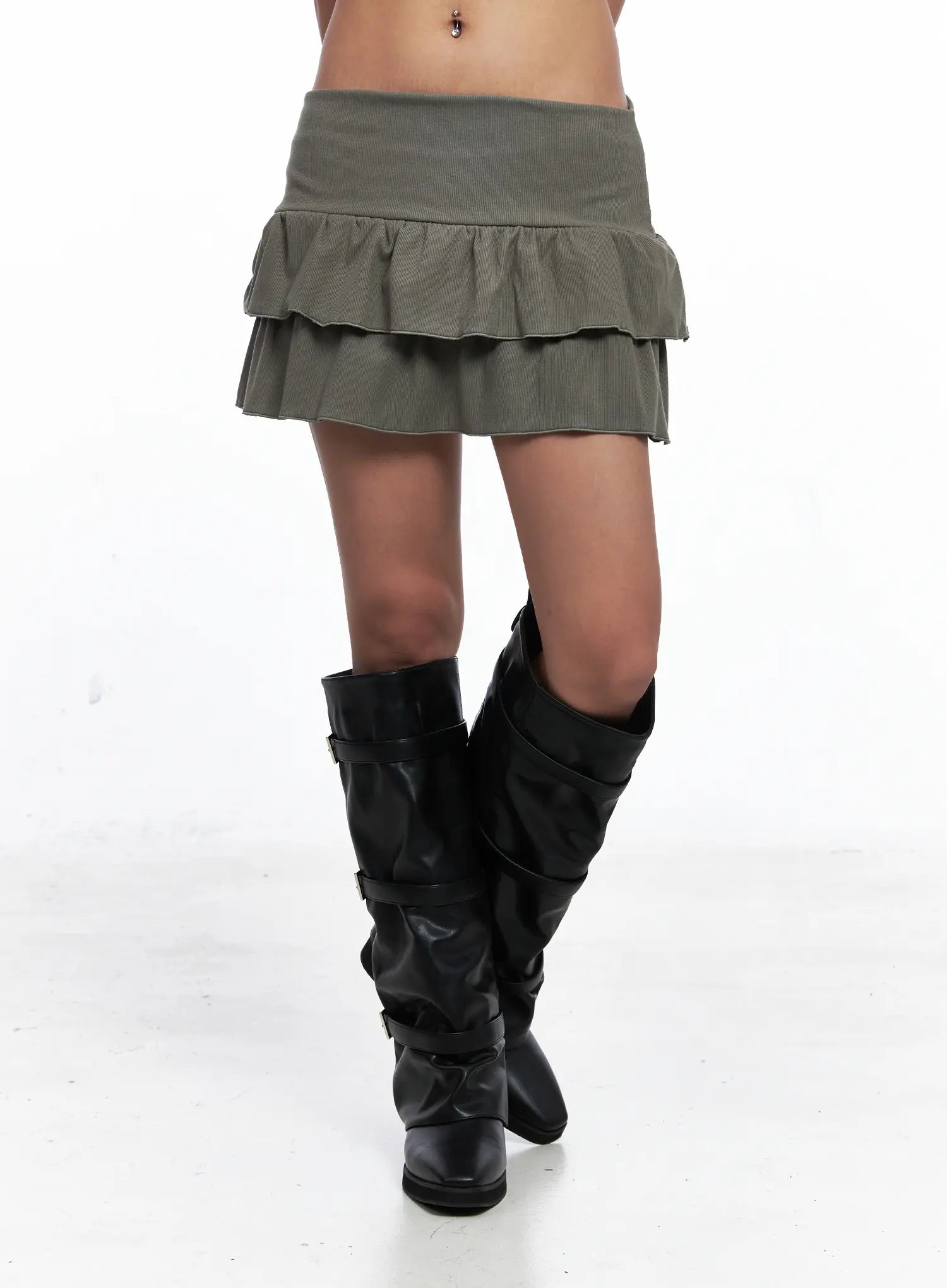 Ribbed Layered Mini Skirt CO510