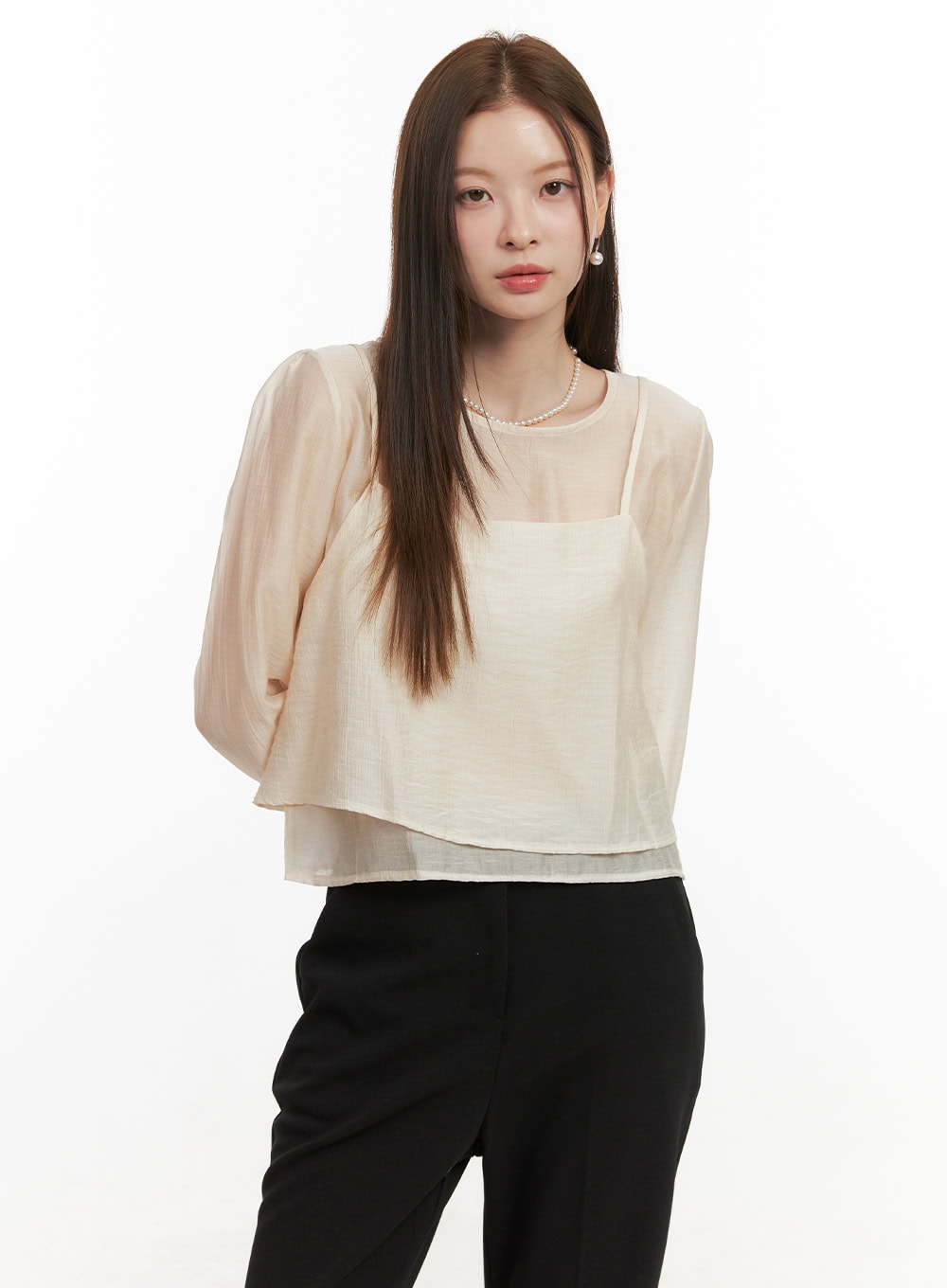 Round Neck Layered Blouse OD417