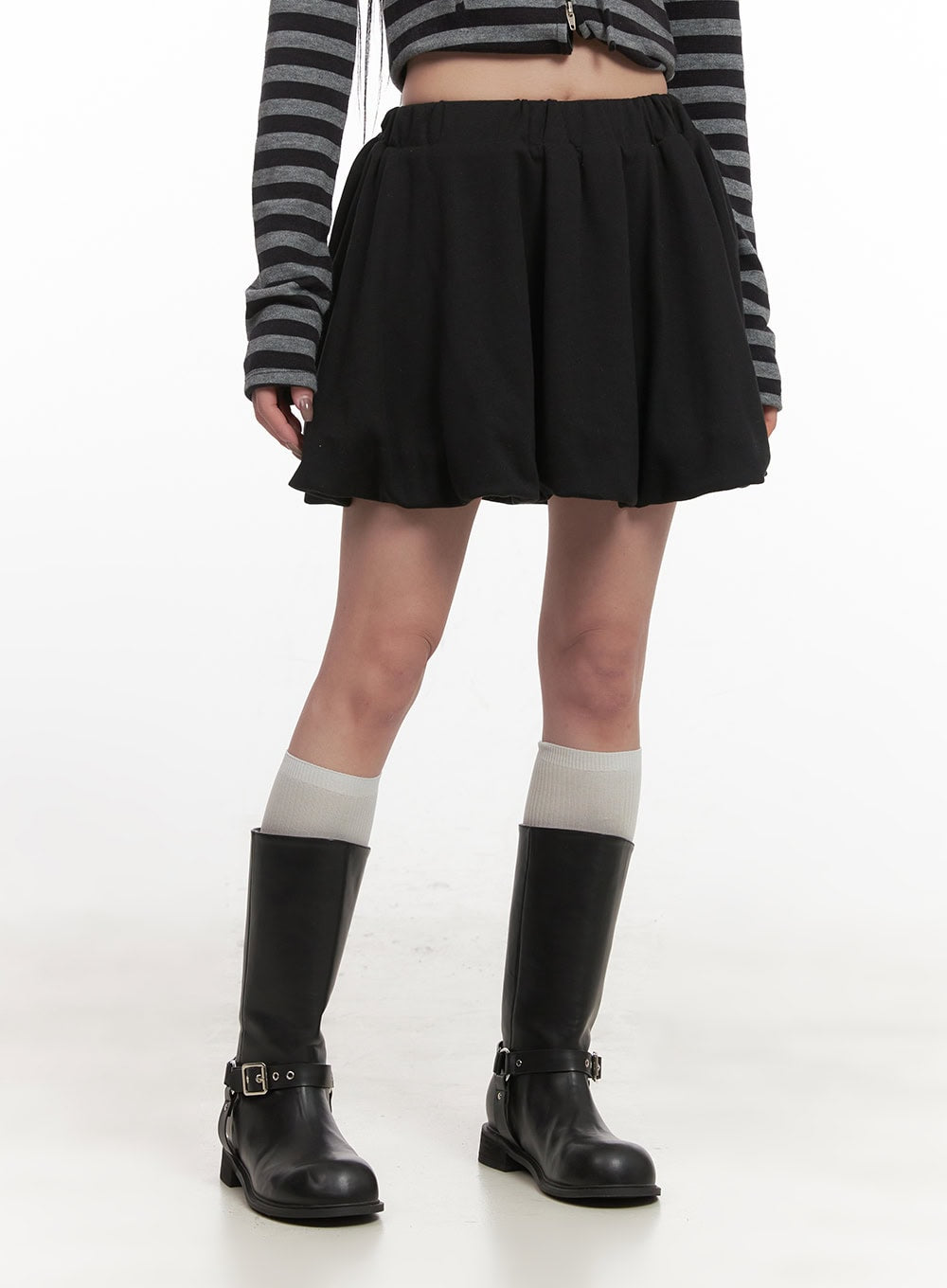 Pintuck Flare Mini Skirt CJ516