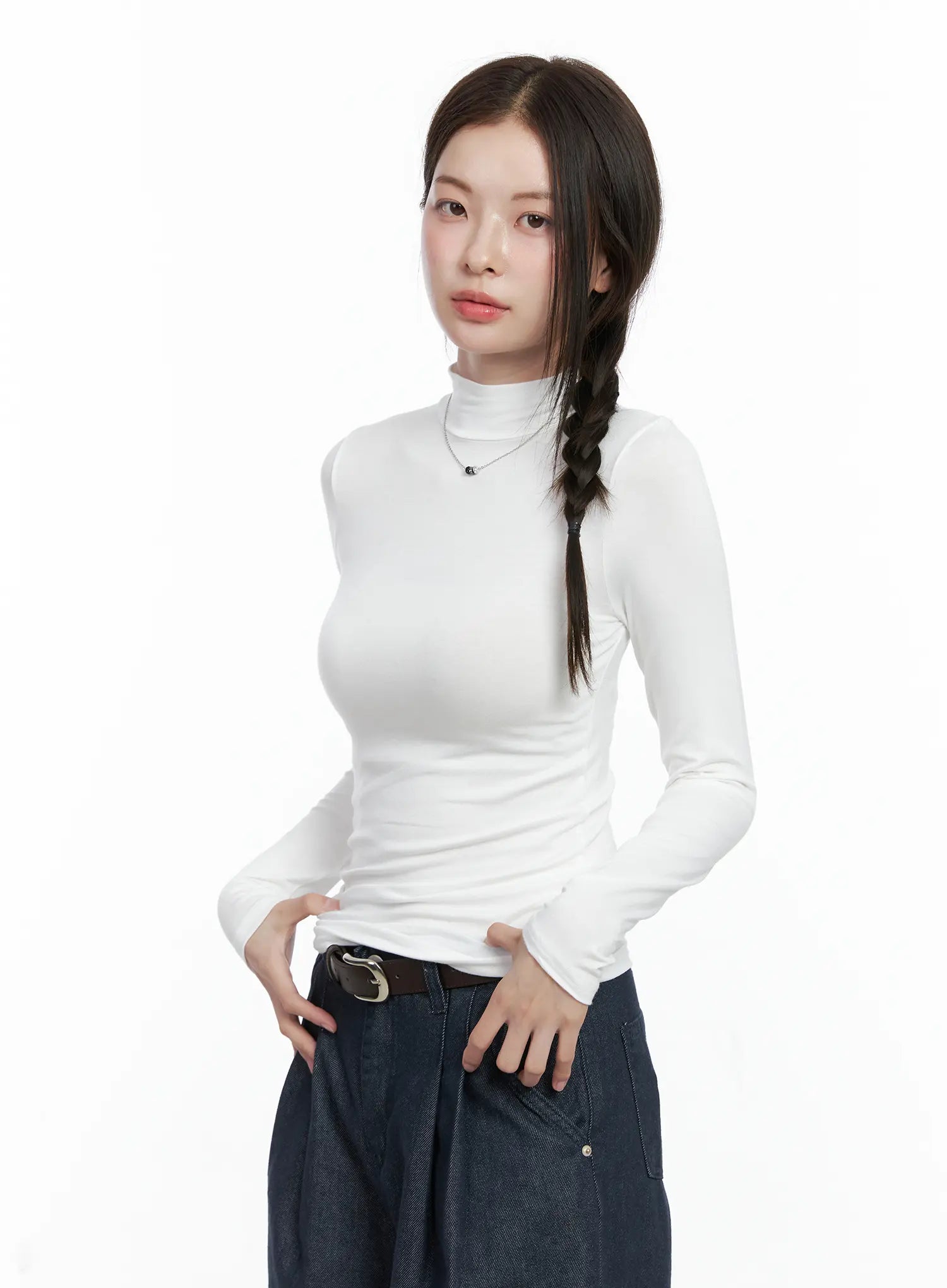 Basic Mock Neck Long Sleeve Top CO503